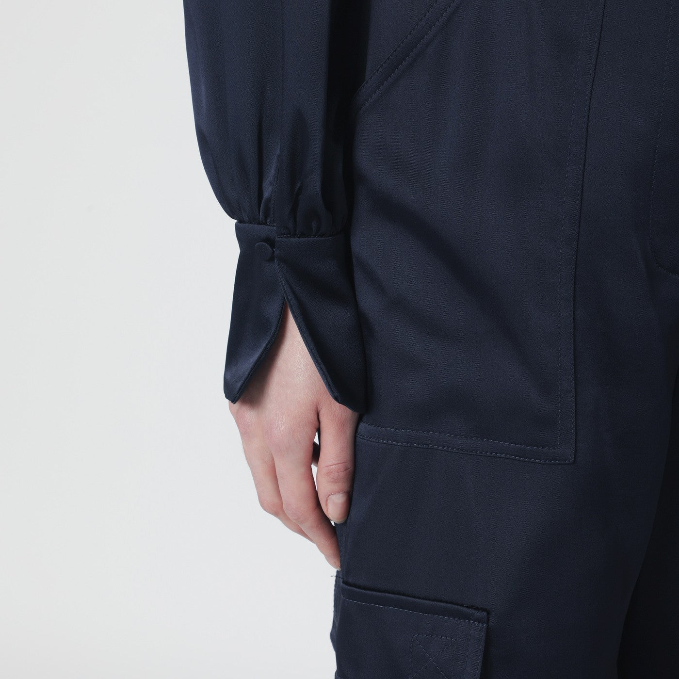 Alice blouse in midnight blue shiny satin