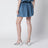 Bloomer mini skirt in blue cotton-blend denim
