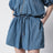 Bloomer mini skirt in blue cotton-blend denim