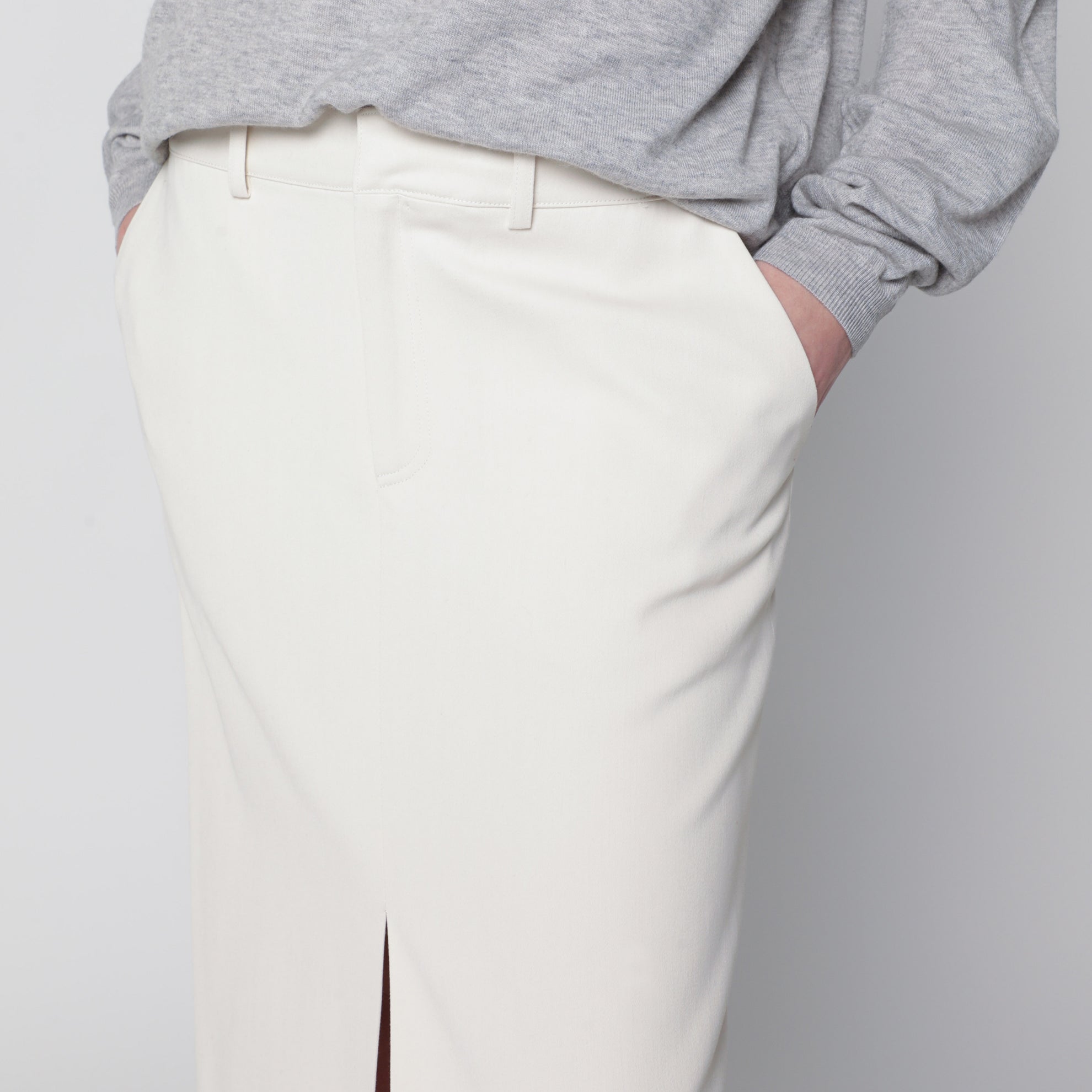 Midi skirt in off-white cotton blend