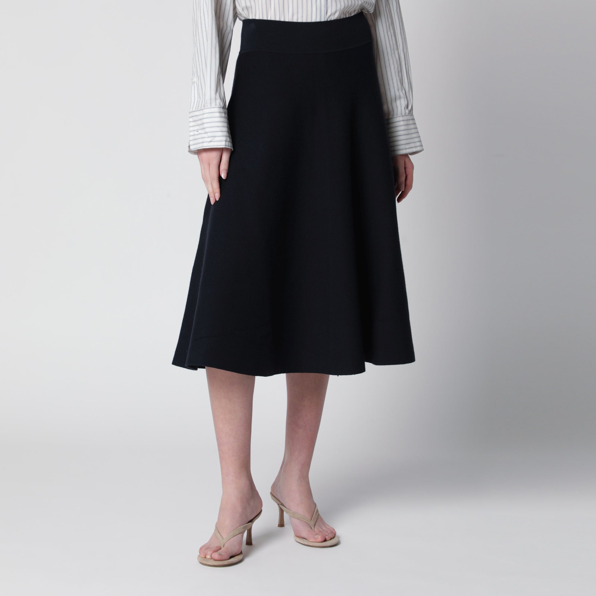 Luglio midi knit skirt in blue viscose blend