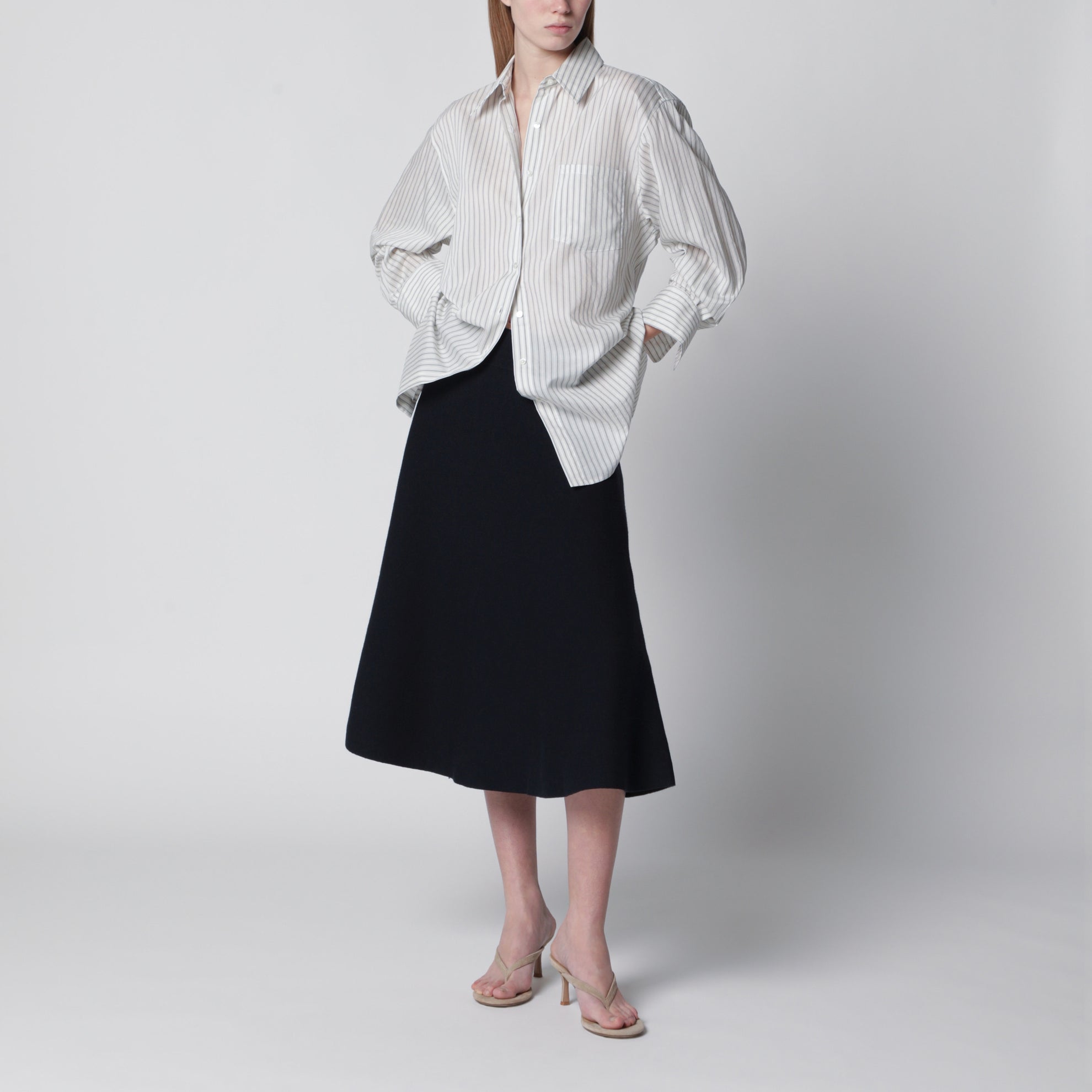 Luglio midi knit skirt in blue viscose blend