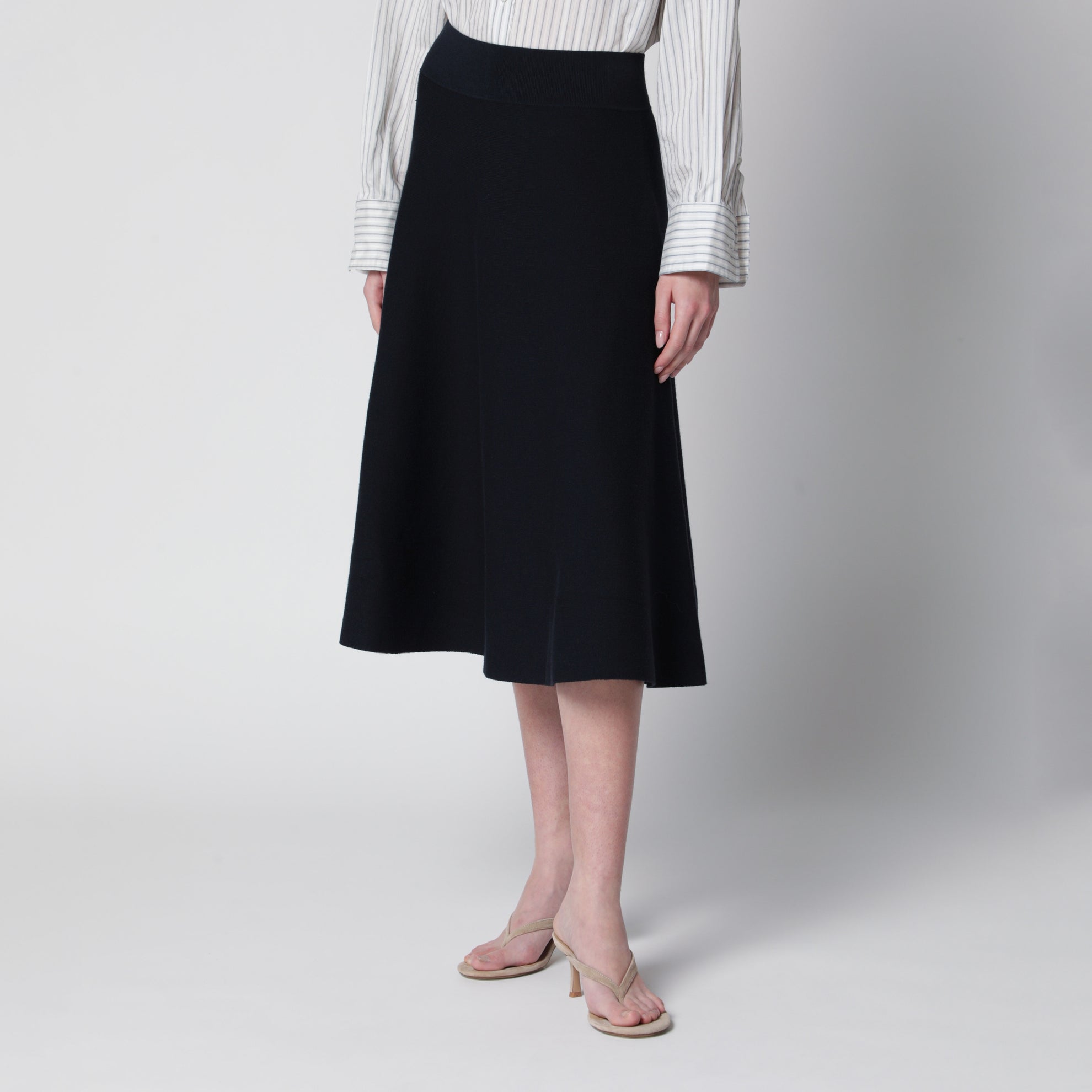 Luglio midi knit skirt in blue viscose blend