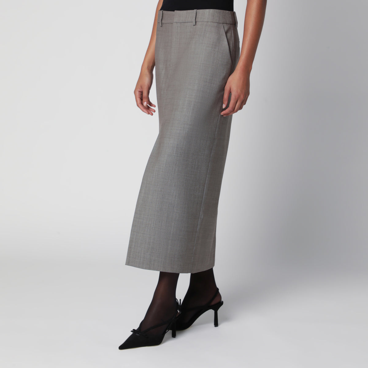 Light taupe Maybelle pencil skirt in wool