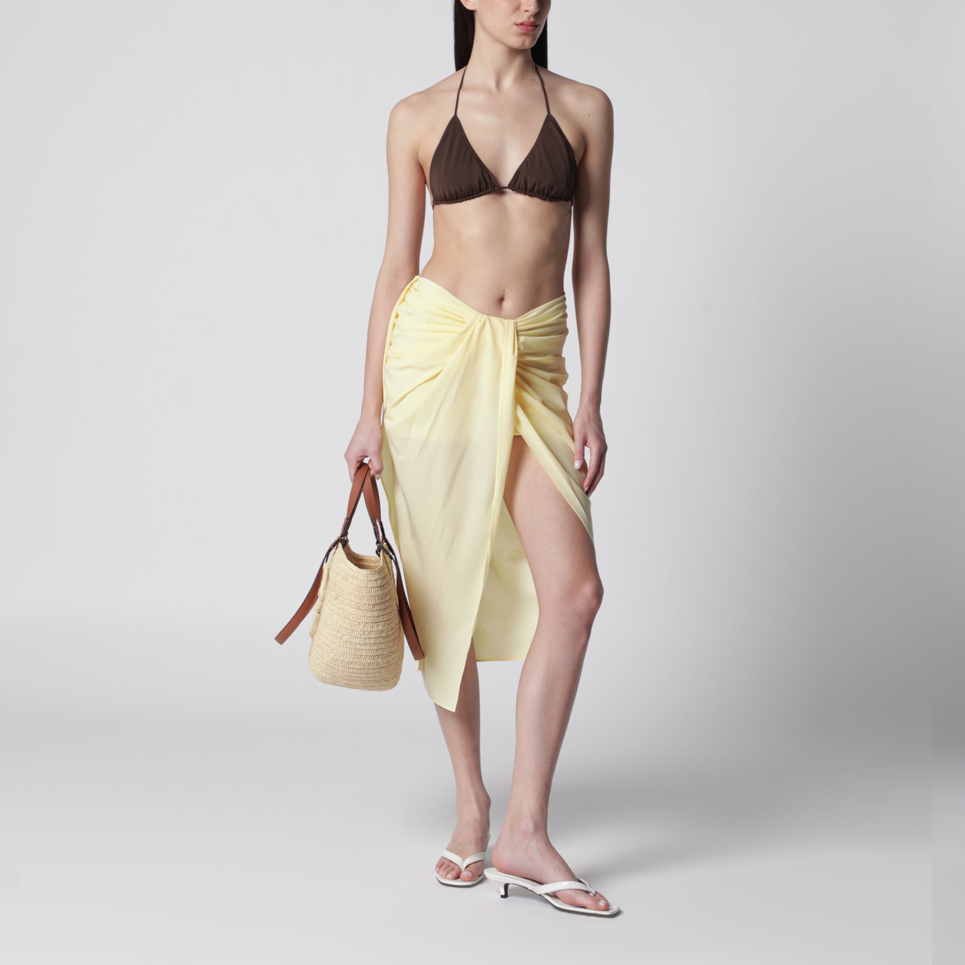 Light yellow asymmetric pareo skirt