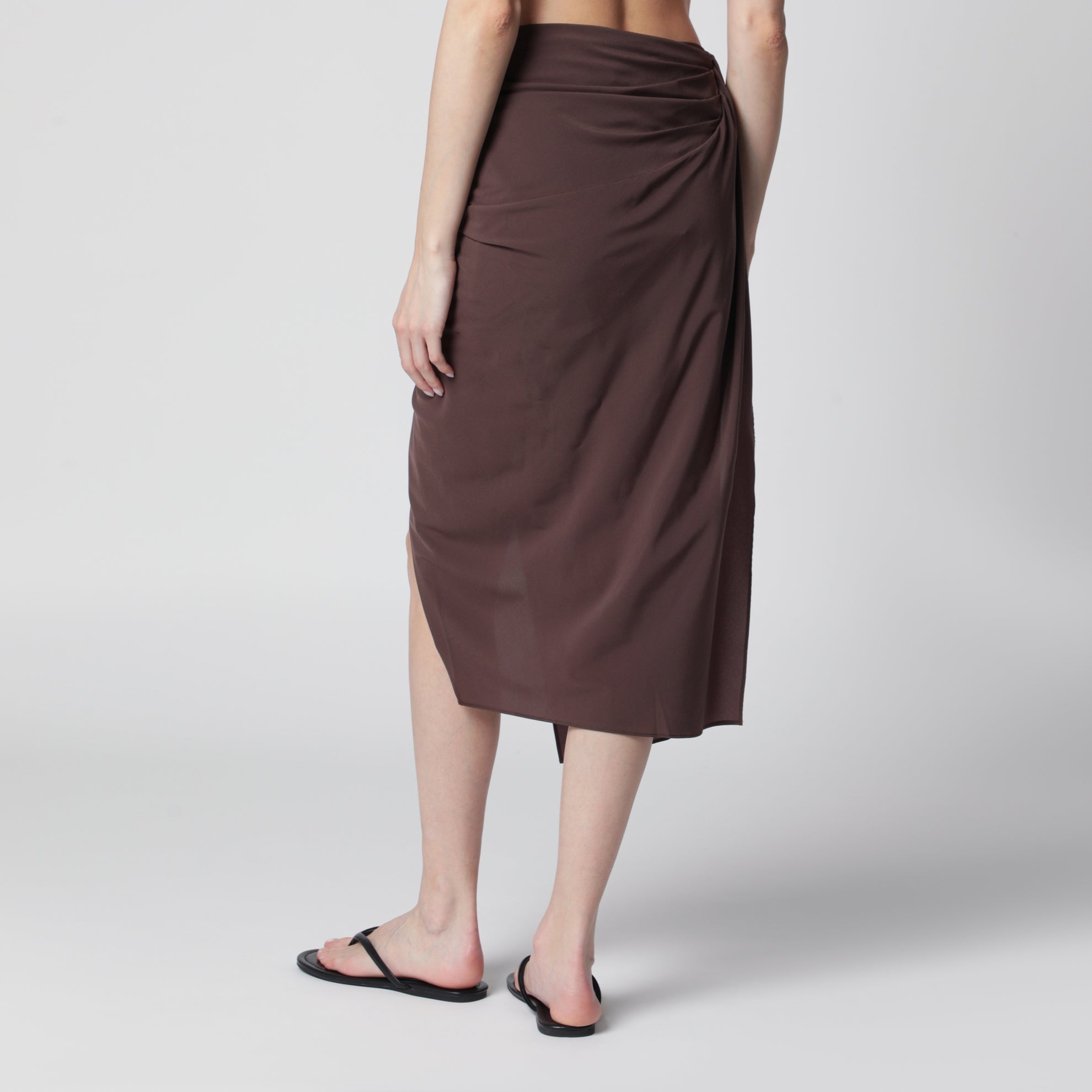 Brown asymmetric pareo skirt