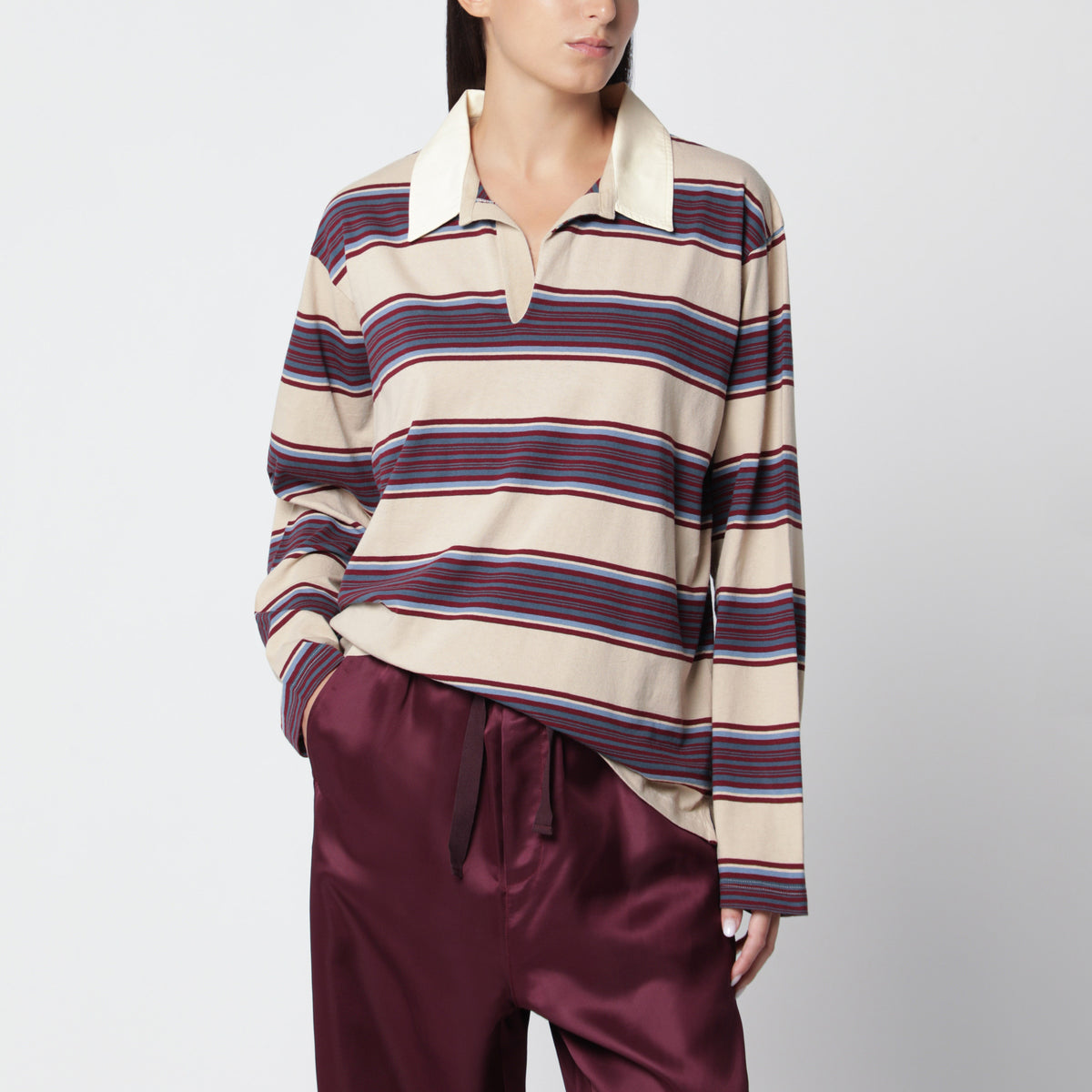 Polo de rugby en jersey de coton rayé