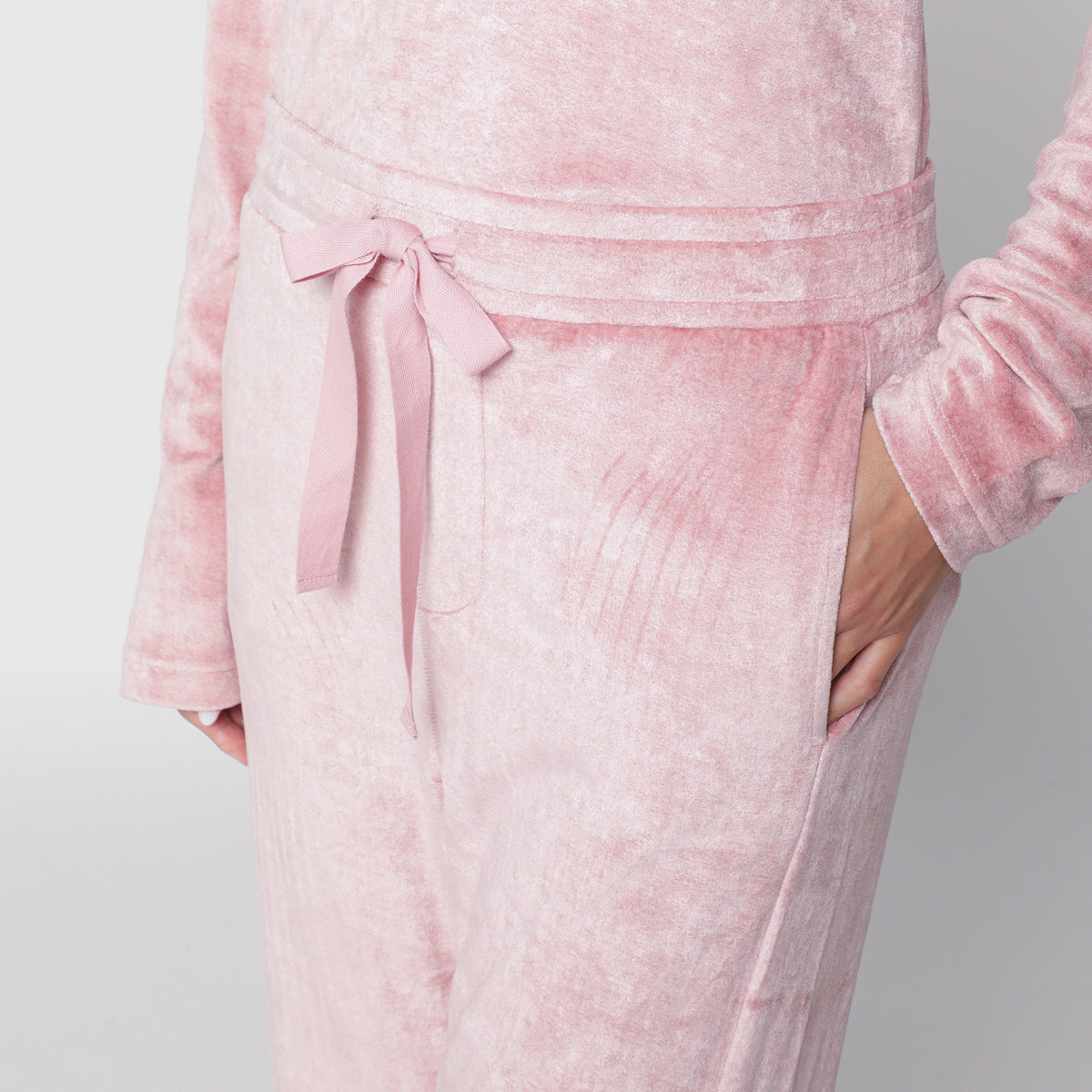 Pantaloni jogging svasati rosa fragola in velluto