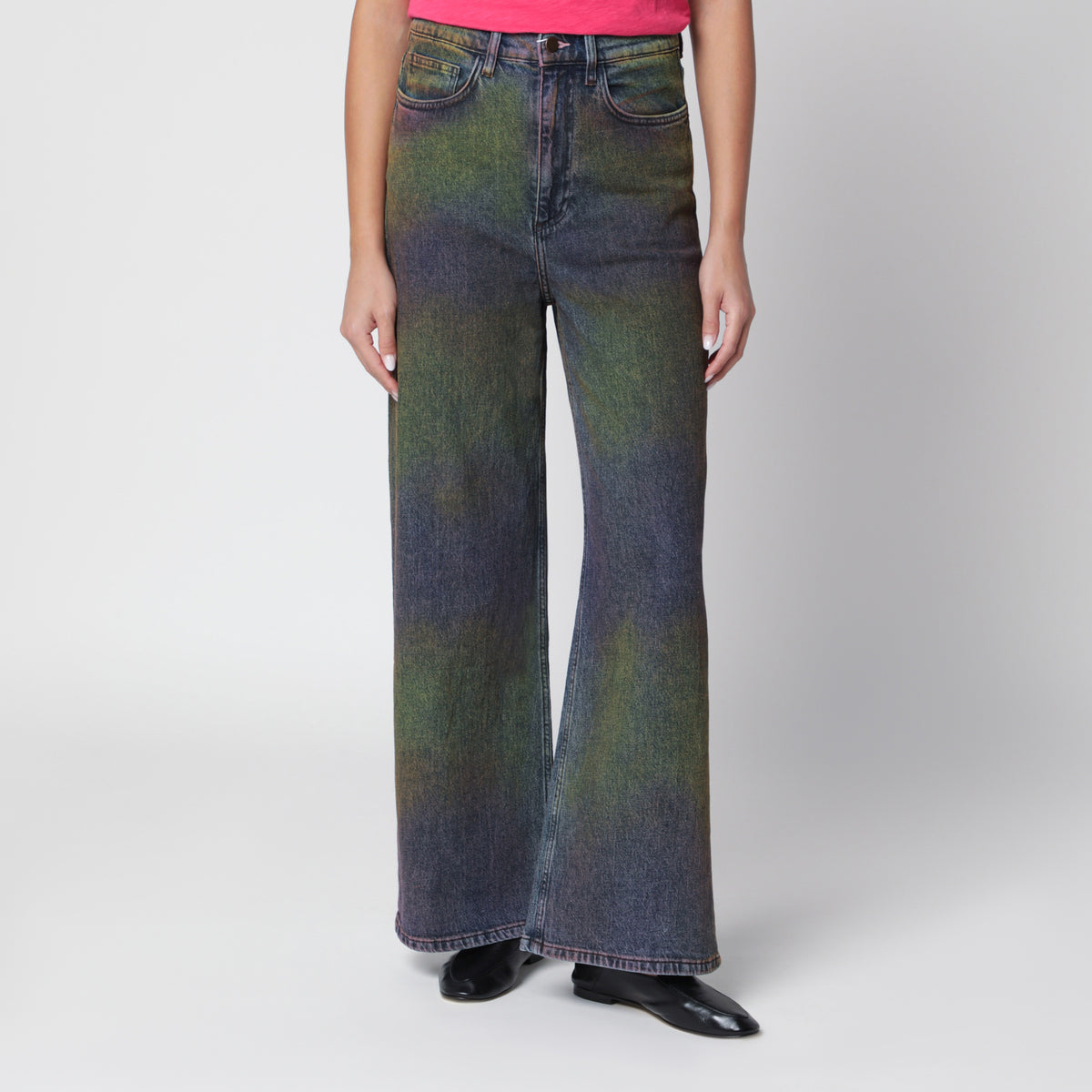 Jean large en denim multicolore