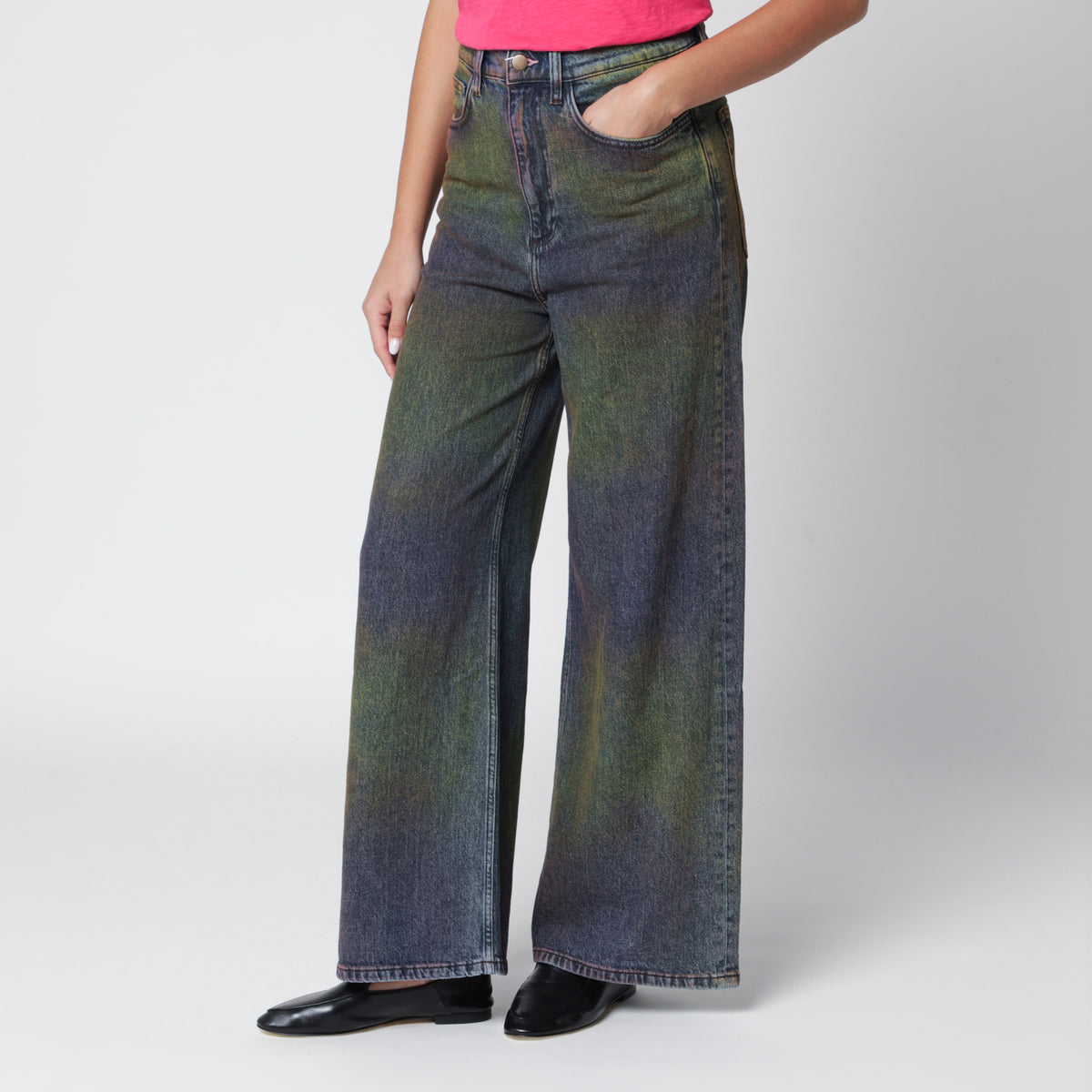 Jean large en denim multicolore