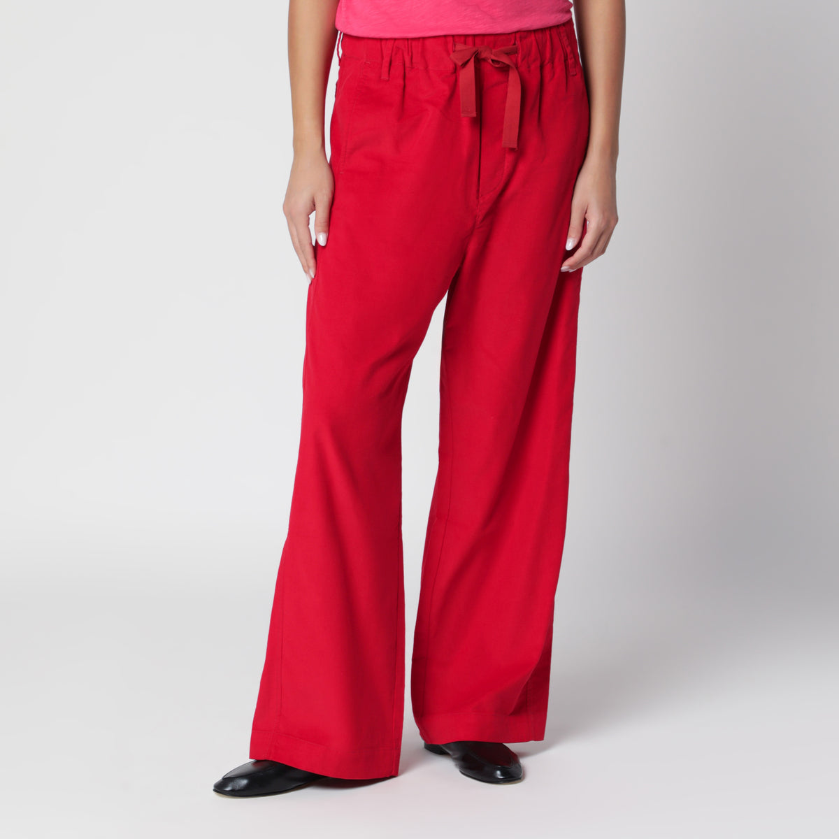 Pantaloni rosso scuro in velluto a coste