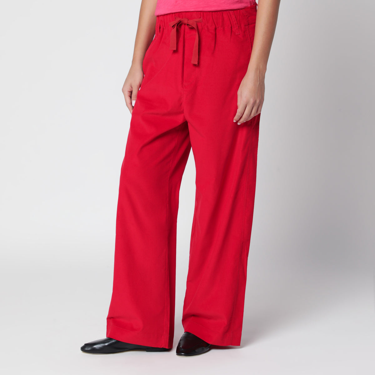 Pantaloni rosso scuro in velluto a coste