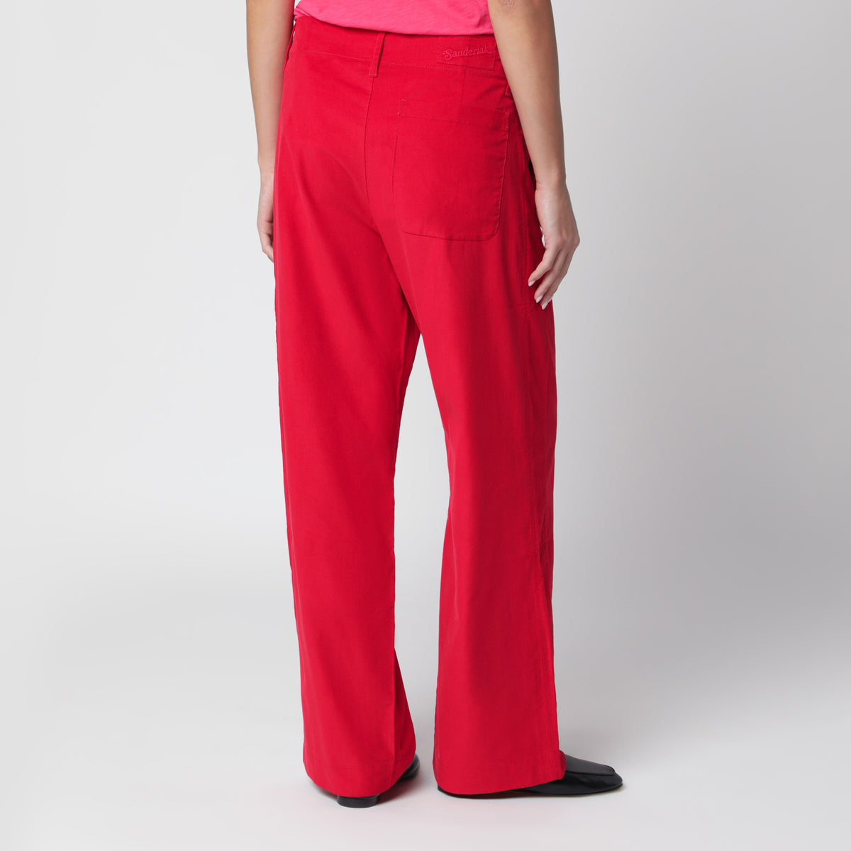 Pantaloni rosso scuro in velluto a coste
