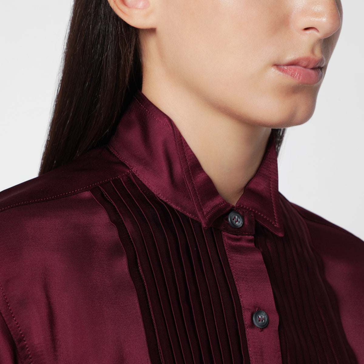 Chemise de smoking couleur aubergine en viscose