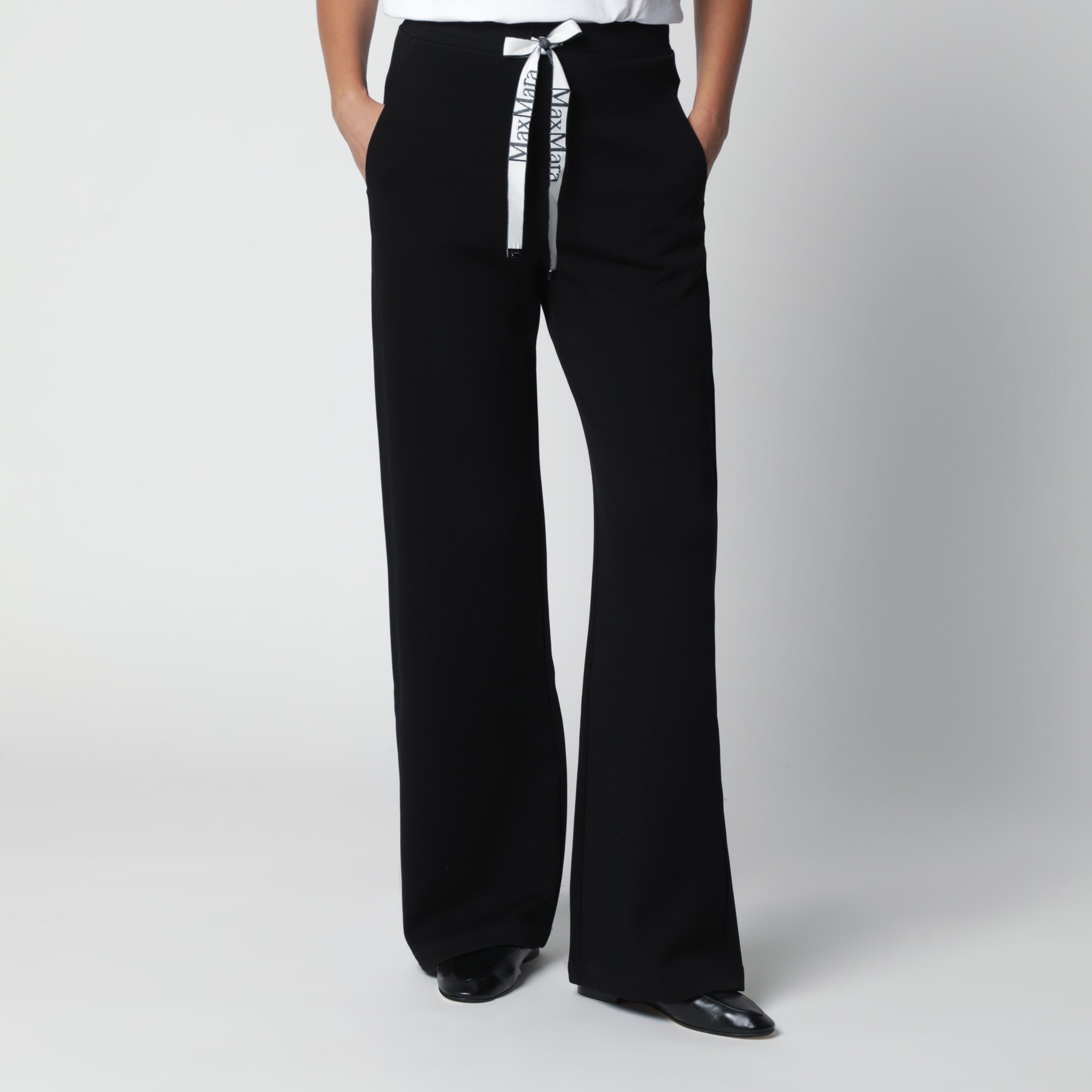 Weite schwarze Hose aus Double-Jersey