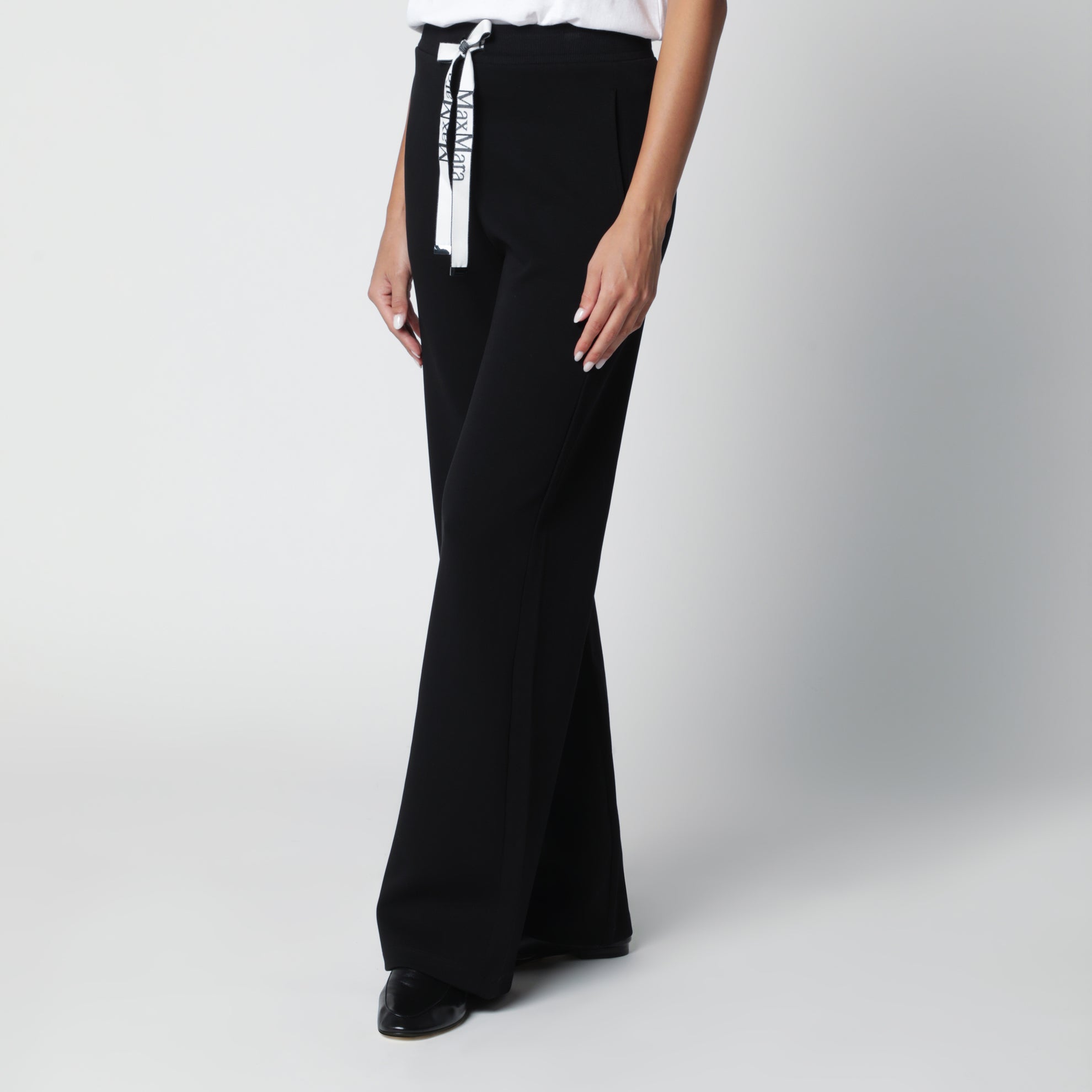 Weite schwarze Hose aus Double-Jersey