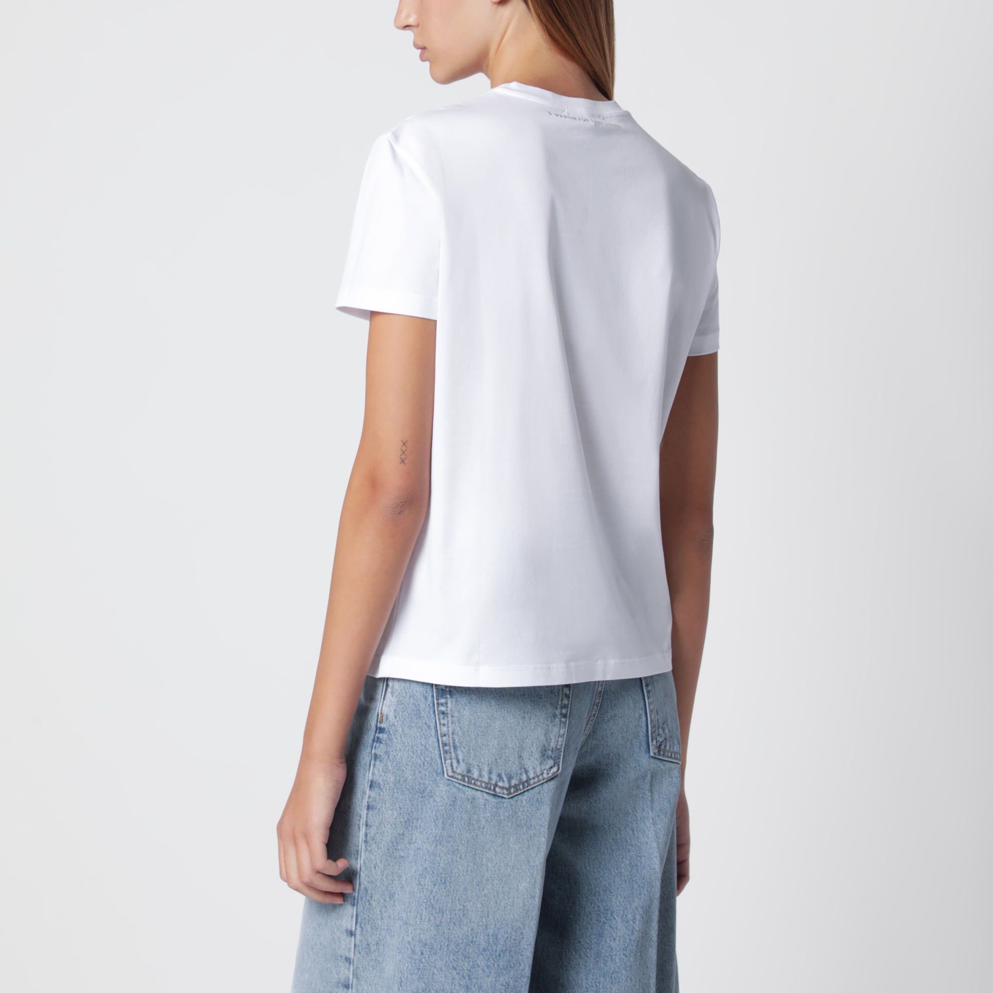 Weißes Baumwoll-T-Shirt mit Logoprint