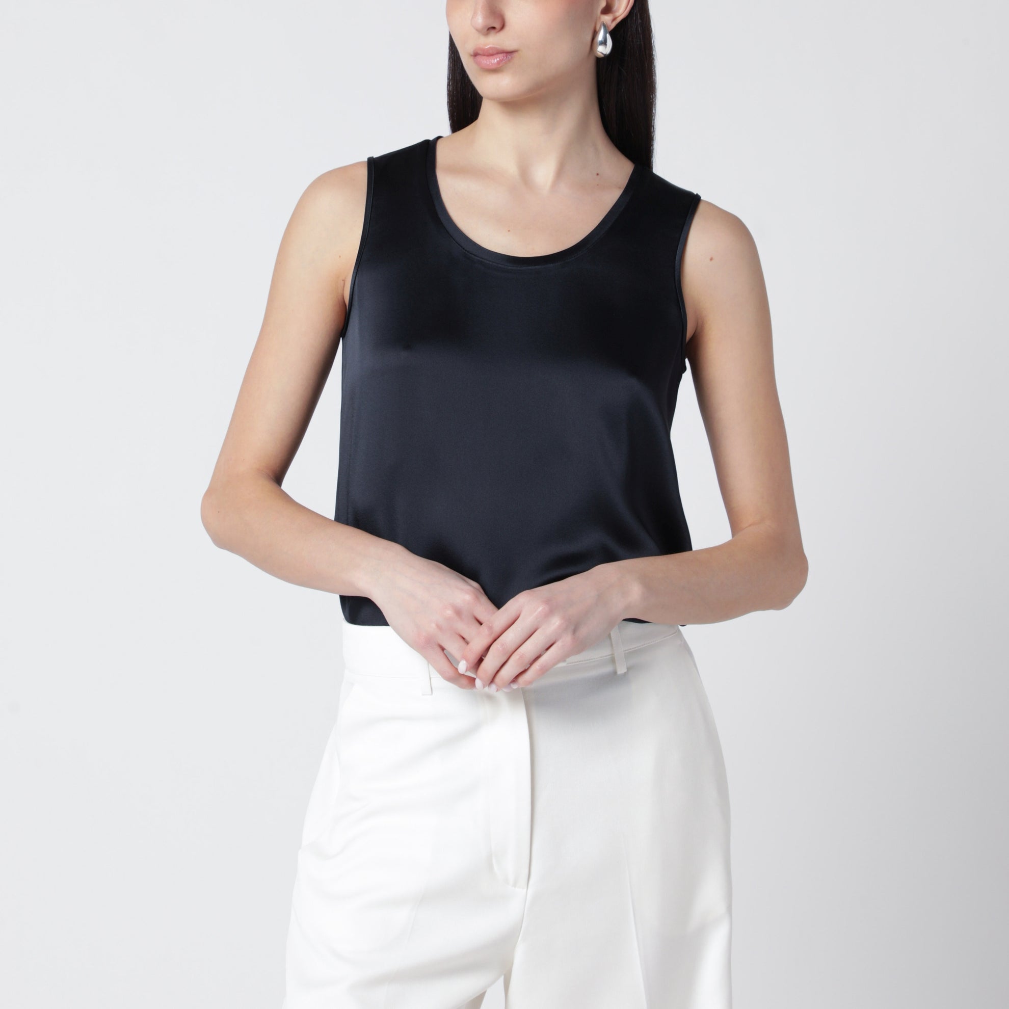 Midnight blue satin top