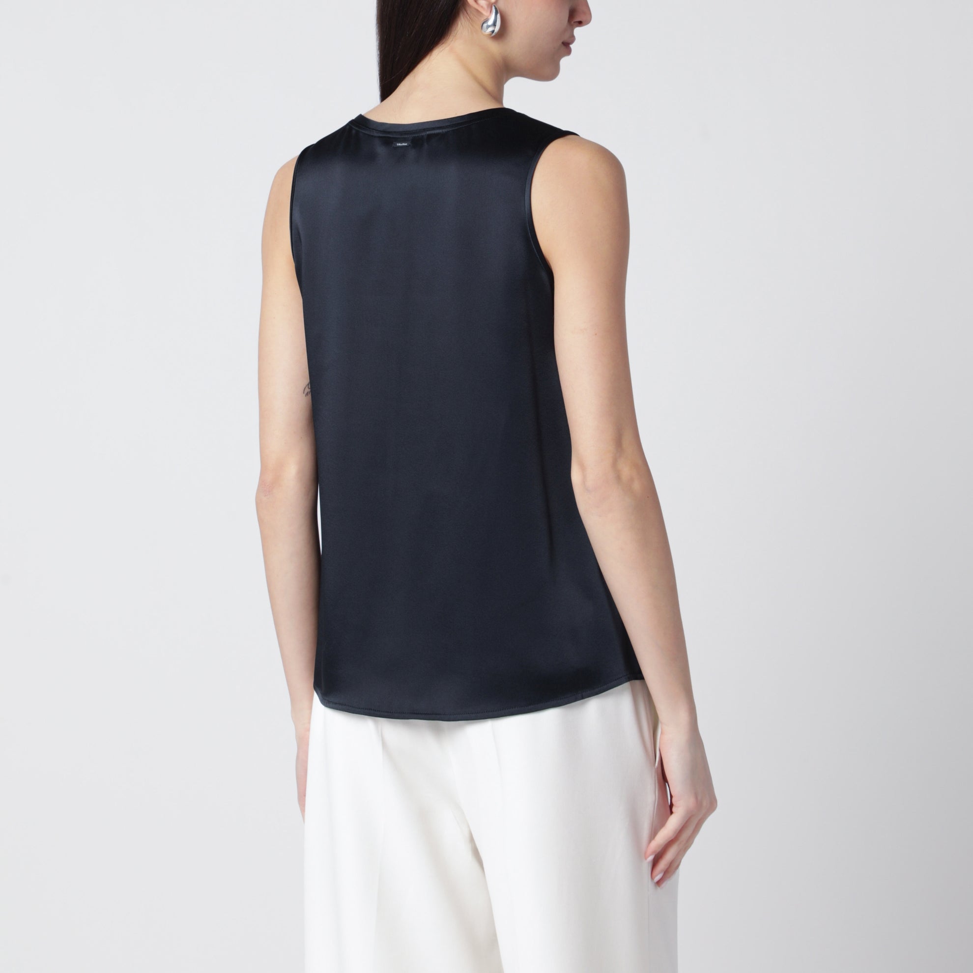 Midnight blue satin top