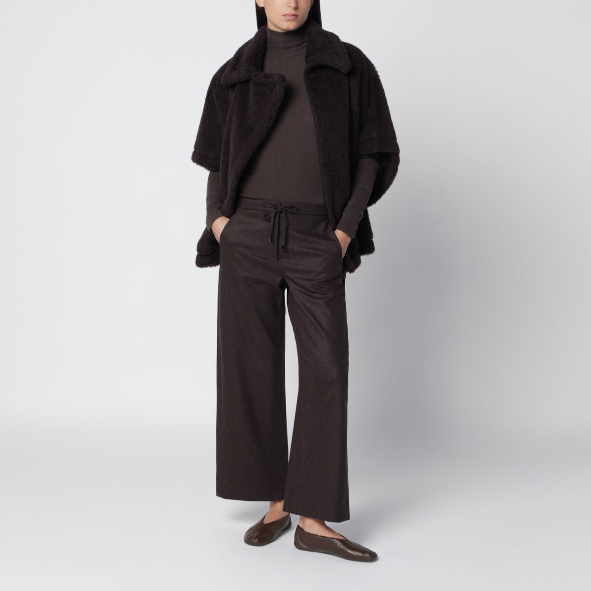 Pantalon de jogging marron en laine stretch