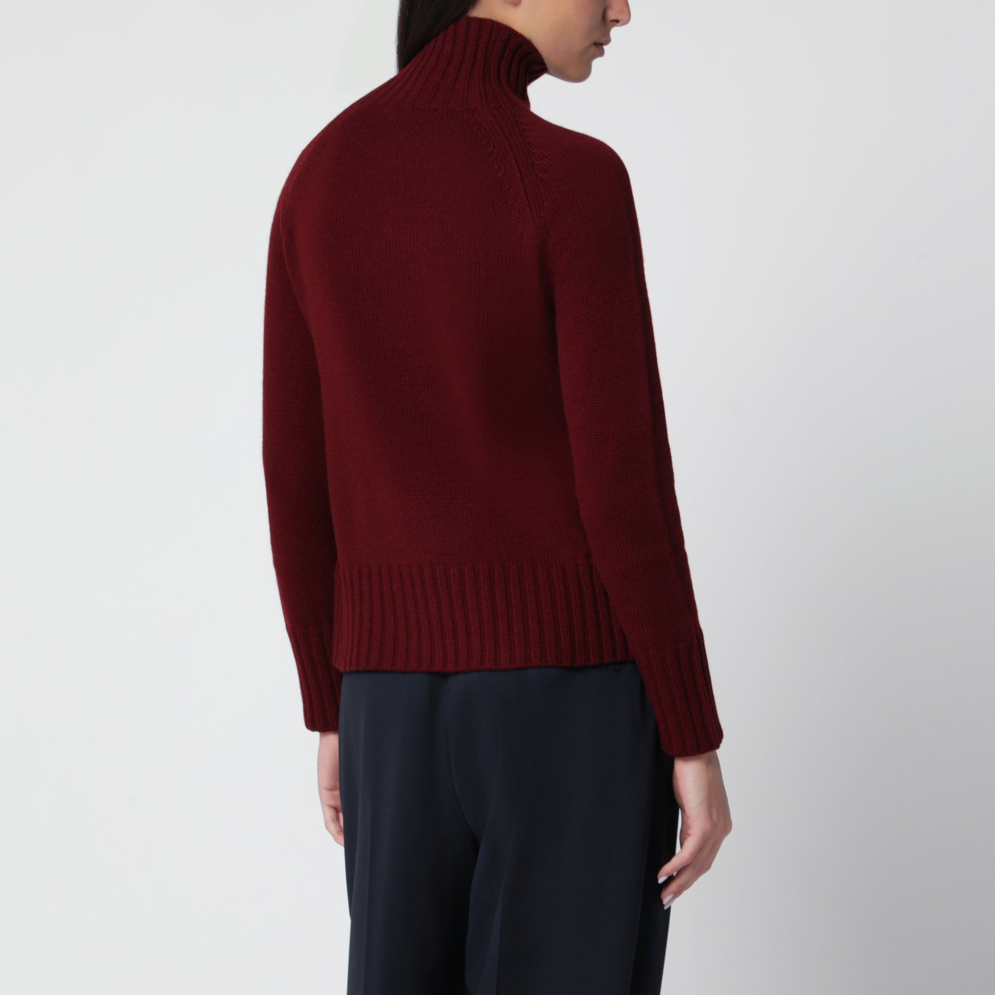 Rollkragenpullover Bordeaux aus Wolle und Kaschmir