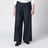 Straight navy blue cotton and linen denim trousers