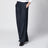 Pantalone dritto in denim di cotone e lino blu notte