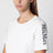 Écru Baumwollmisch-T-Shirt mit gesticktem Logo