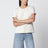 T-shirt beige in misto cotone con ricamo logo