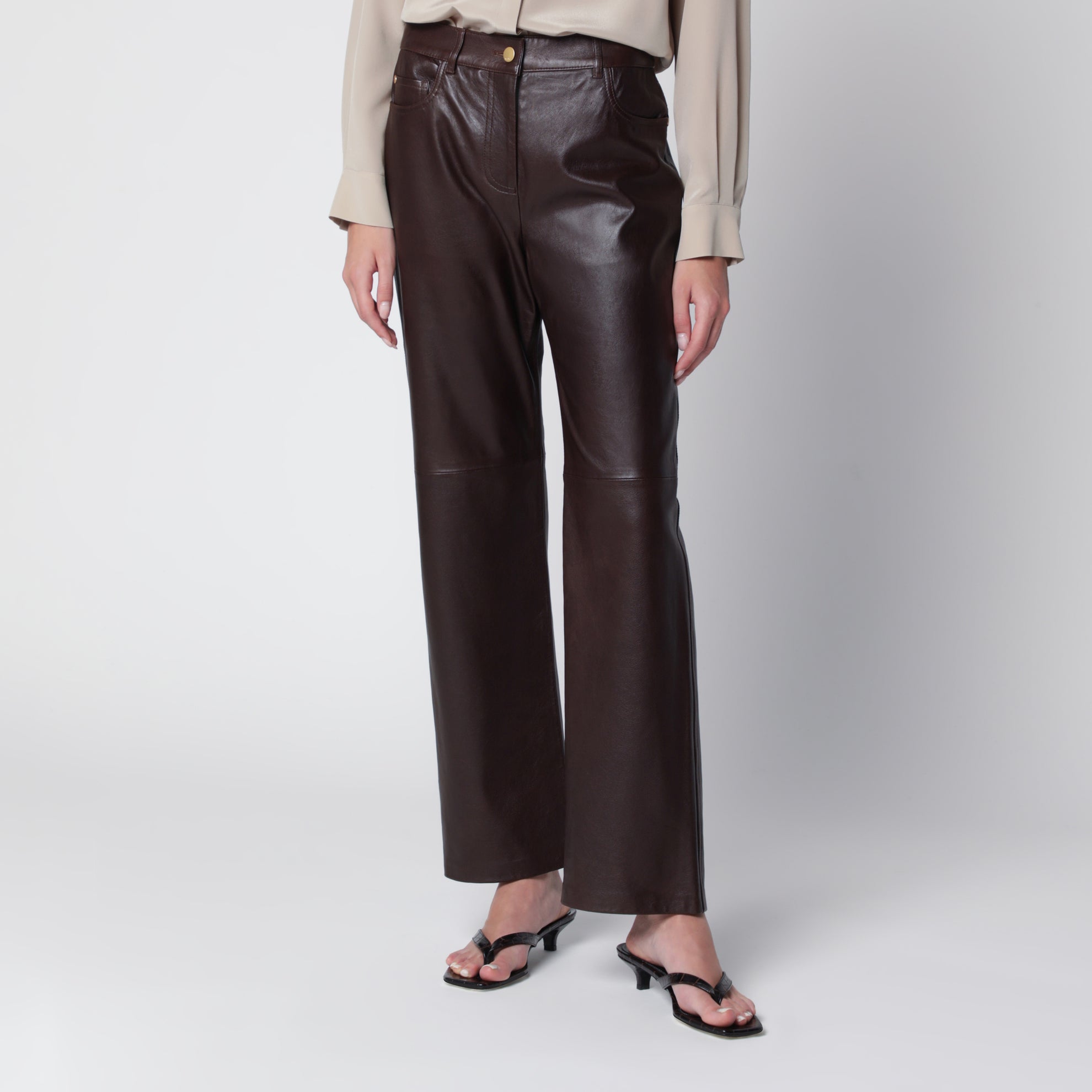 Pantalone in nappa d’agnello marrone