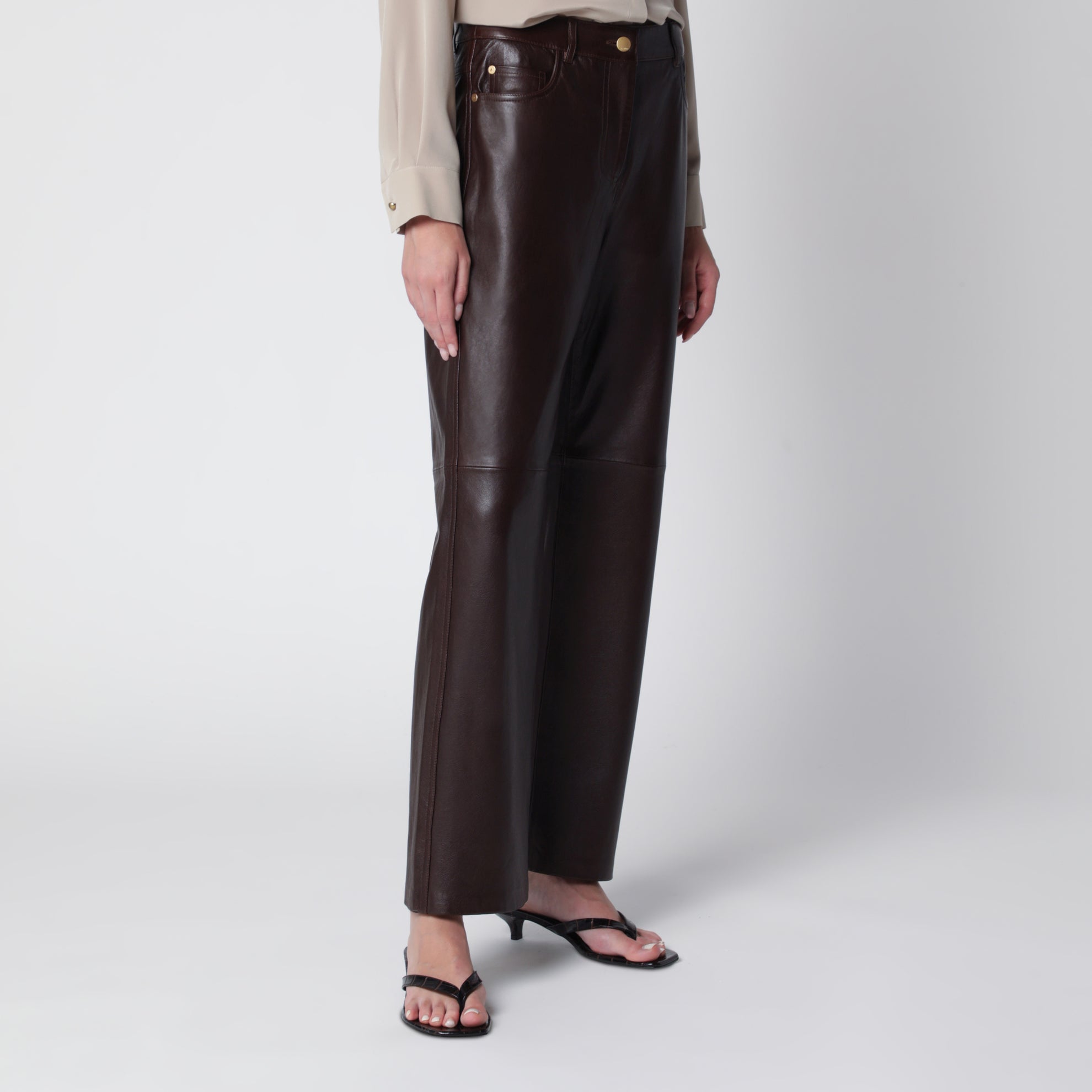 Pantalone in nappa d’agnello marrone