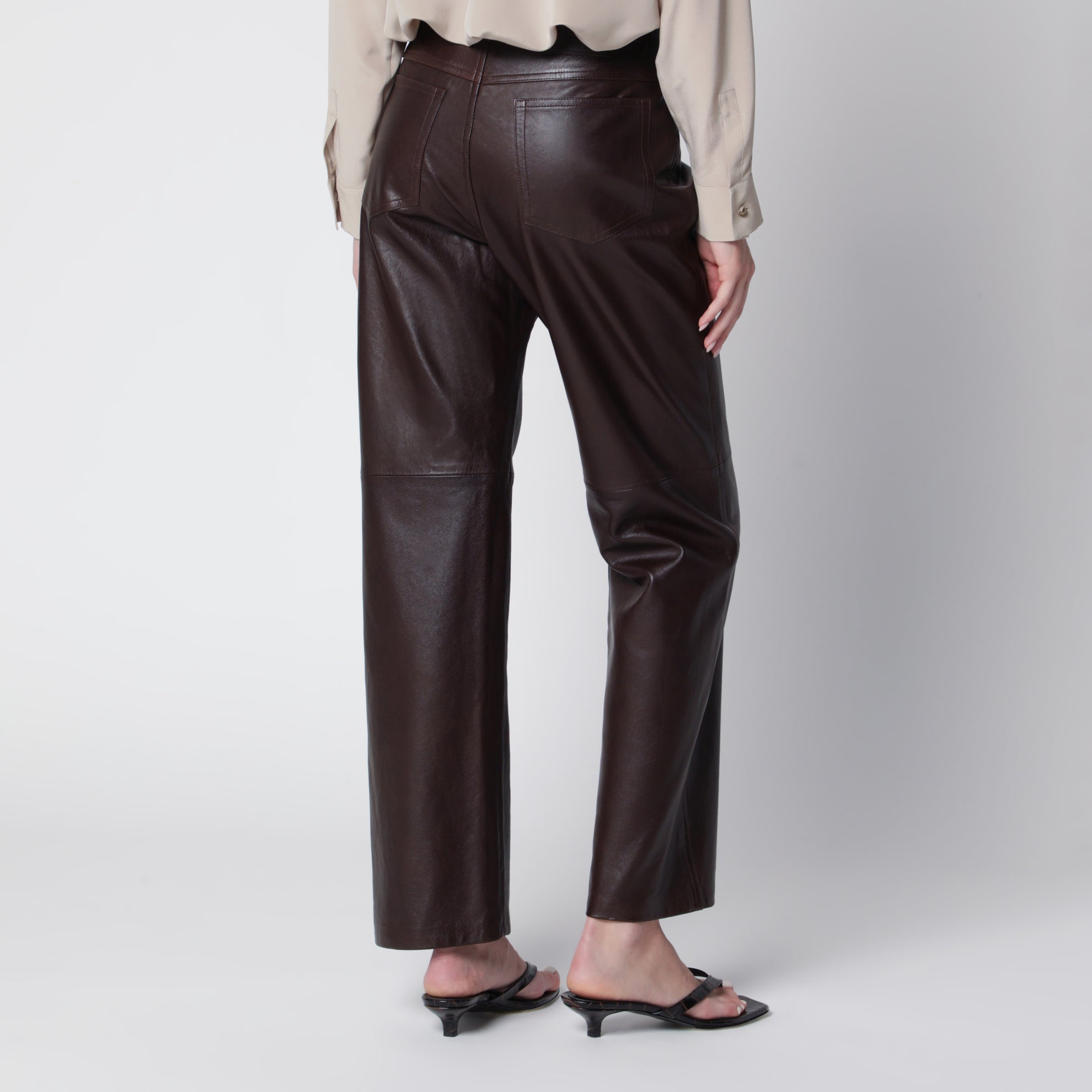 Pantalone in nappa d’agnello marrone
