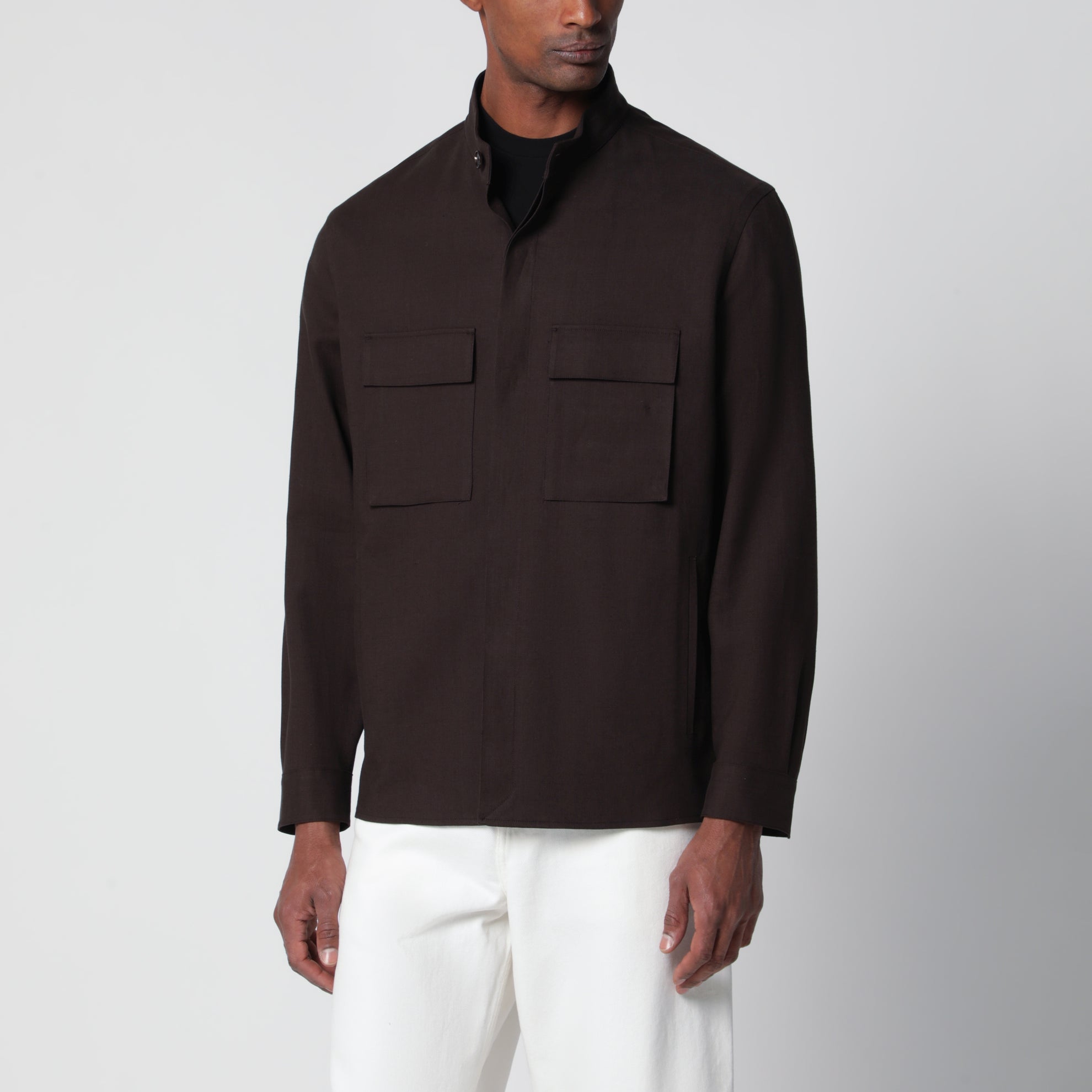 Brown linen overshirt
