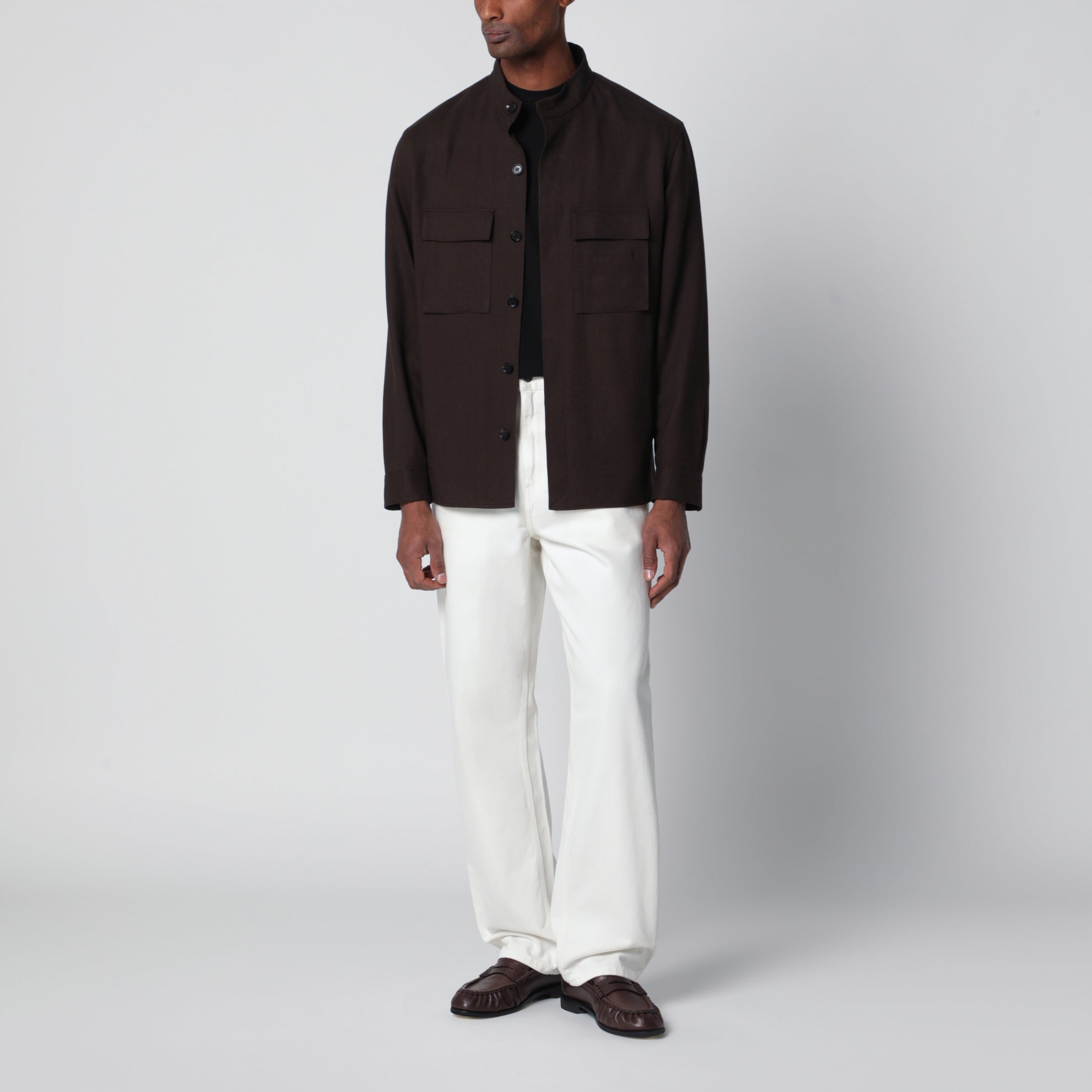 Brown linen overshirt