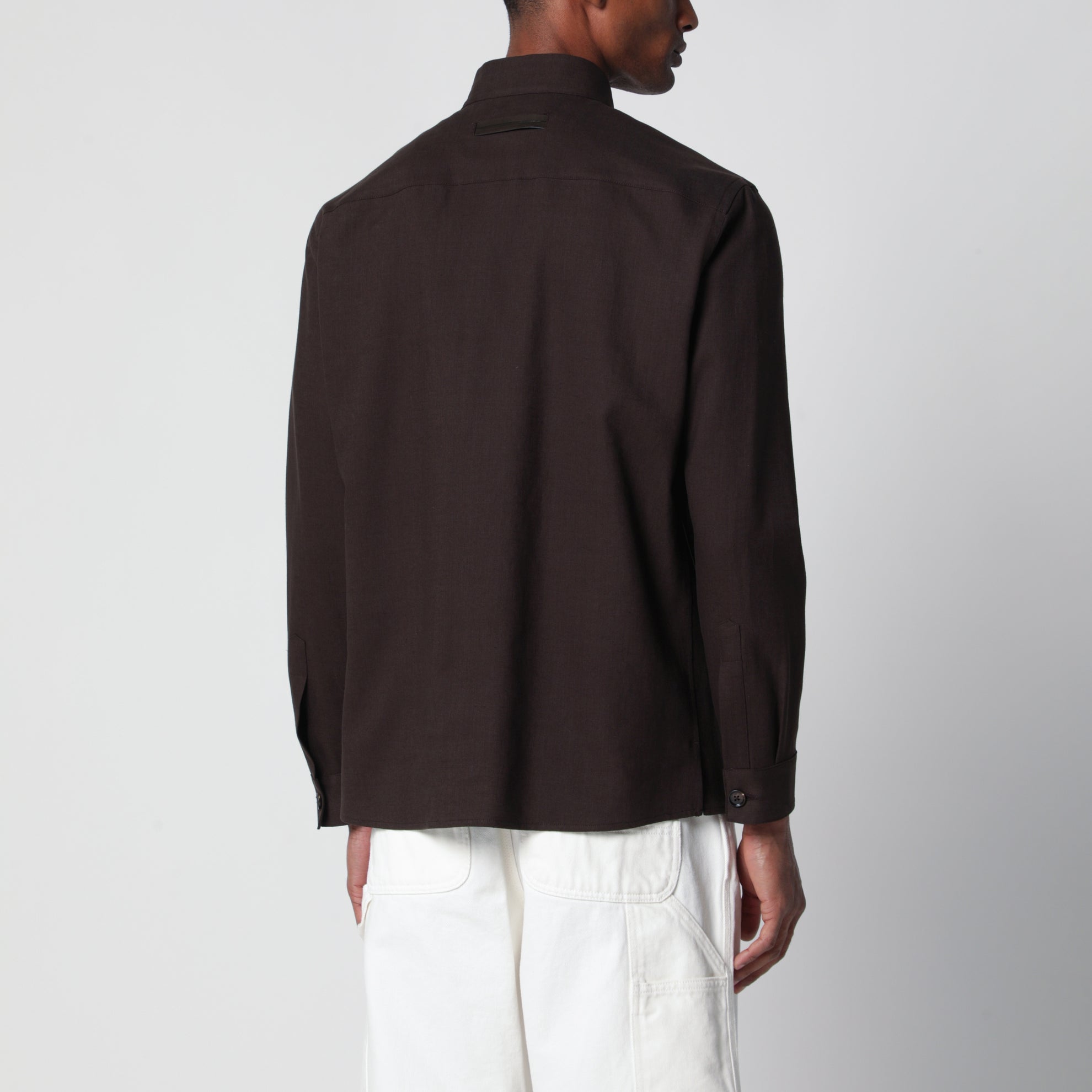 Brown linen overshirt