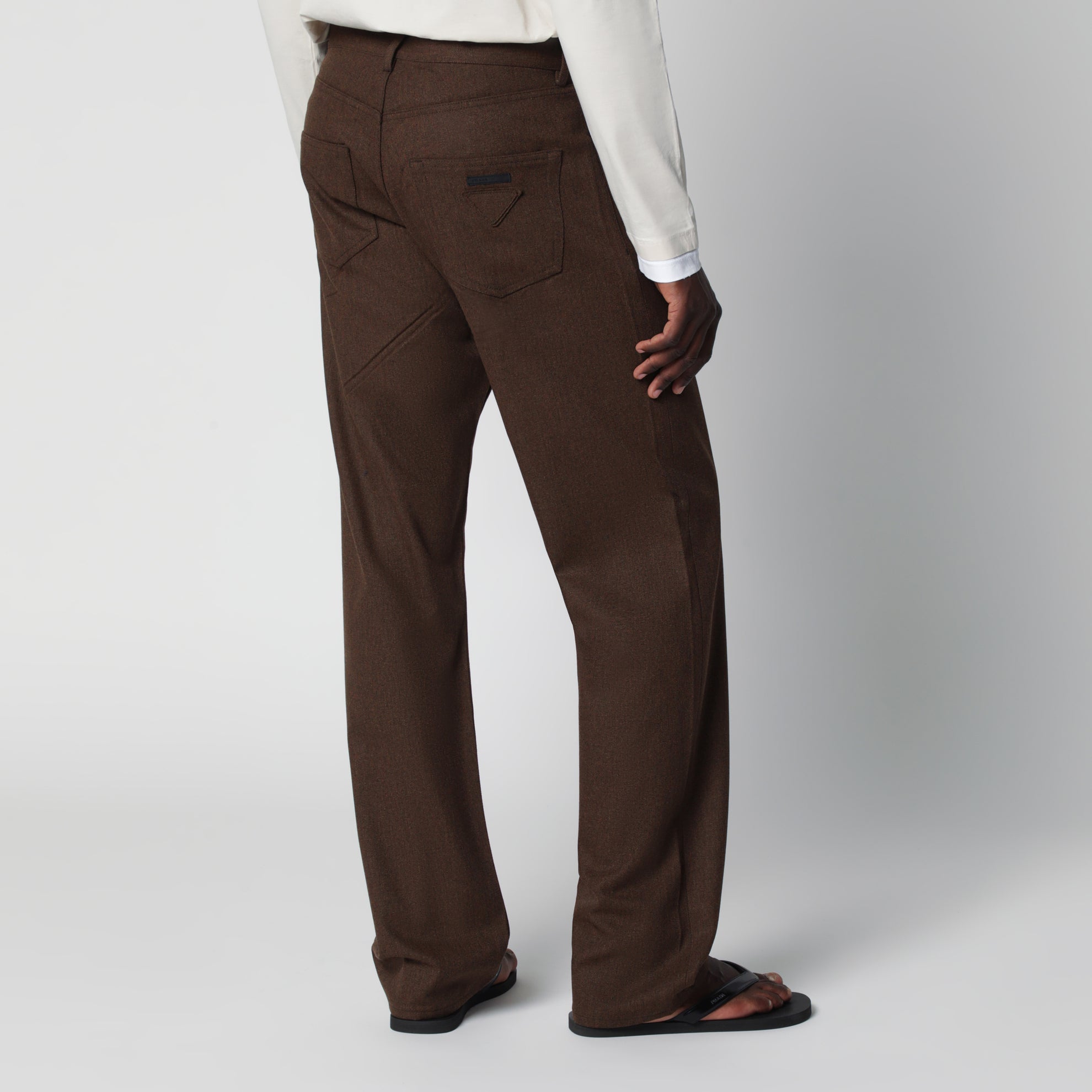 Ebony-colored wool trousers