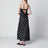 Langes Seidentwillkleid mit Spitze in Schwarz