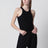 Ribbed cotton and silk halterneck tank top in black
