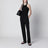 Ribbed cotton and silk halterneck tank top in black
