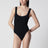Square black one-piece swimsuit
