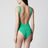 Square emerald green one-piece swimsuit