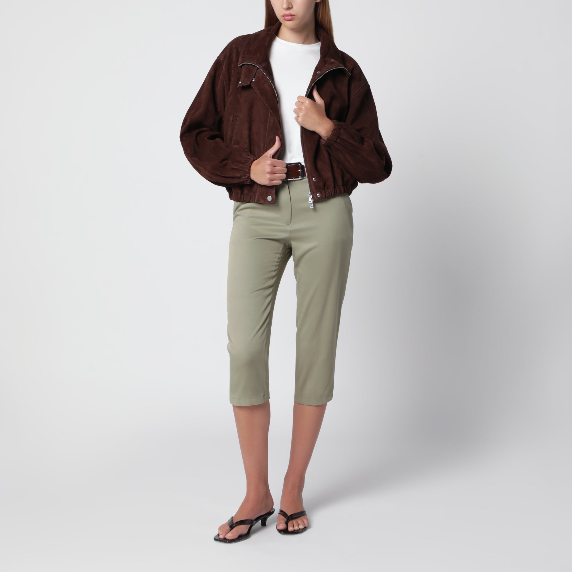 Blouson bomber Pia en daim marron Acajou