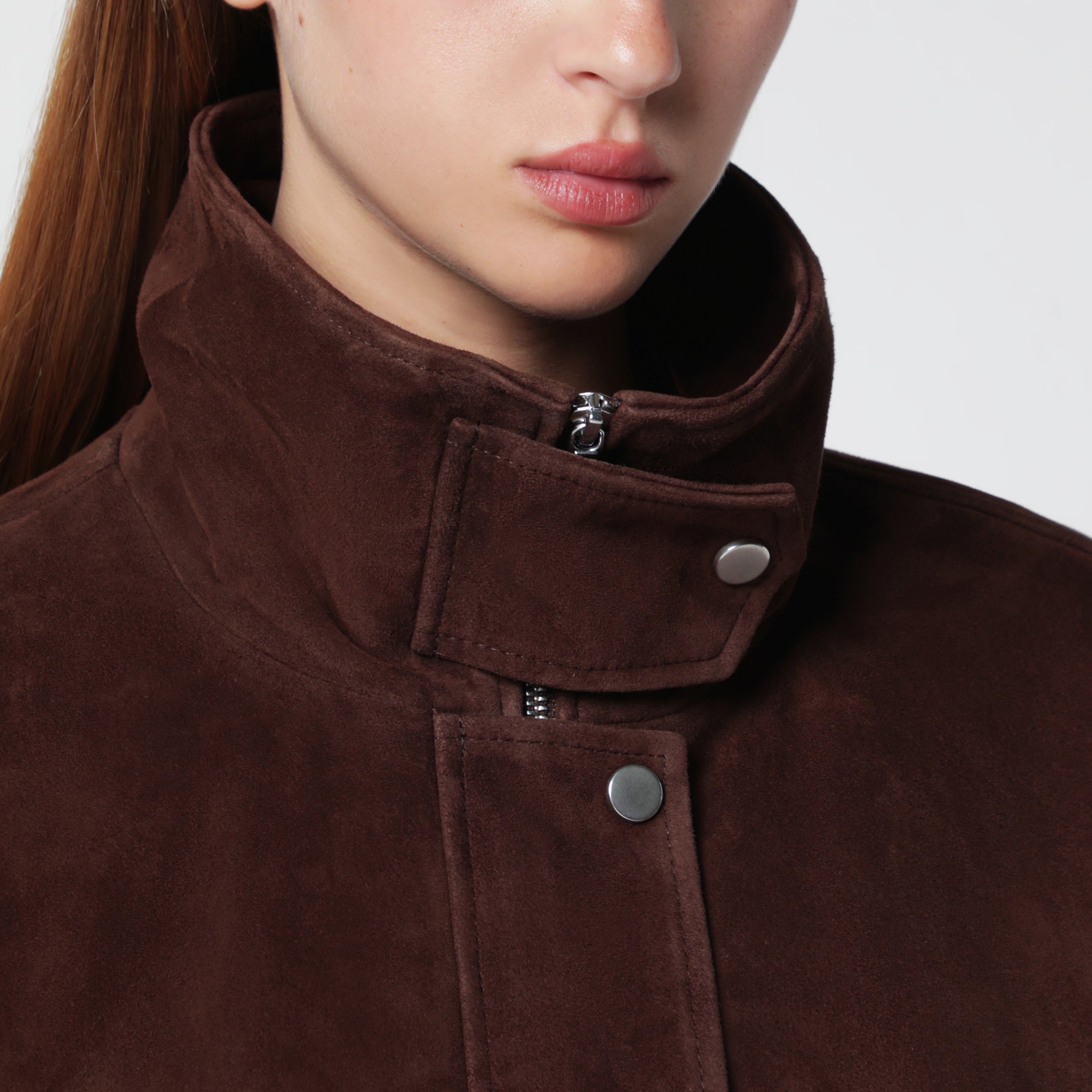 Blouson bomber Pia en daim marron Acajou