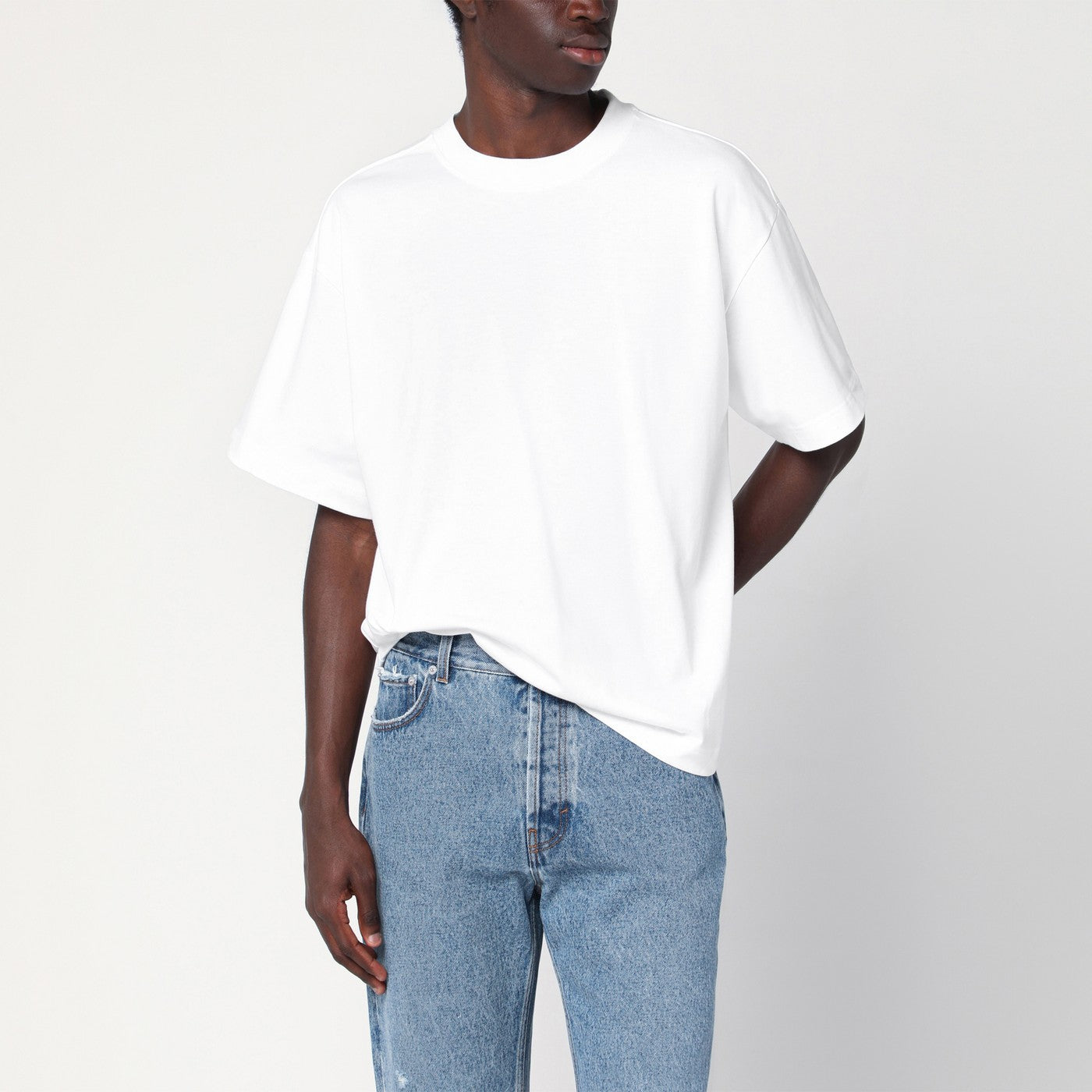 White cotton crew-neck T-shirt