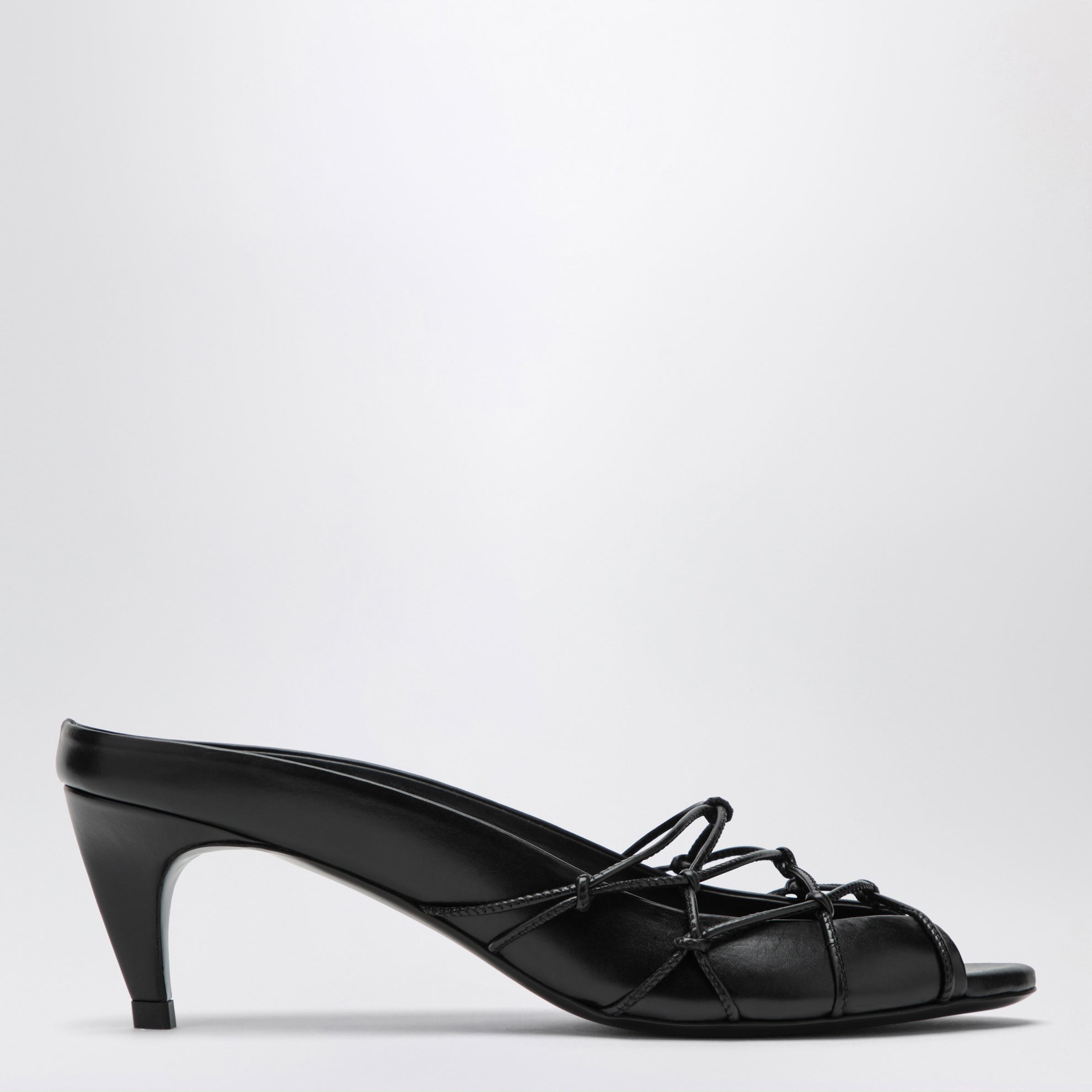 Sandalo slide Knotty nero in pelle