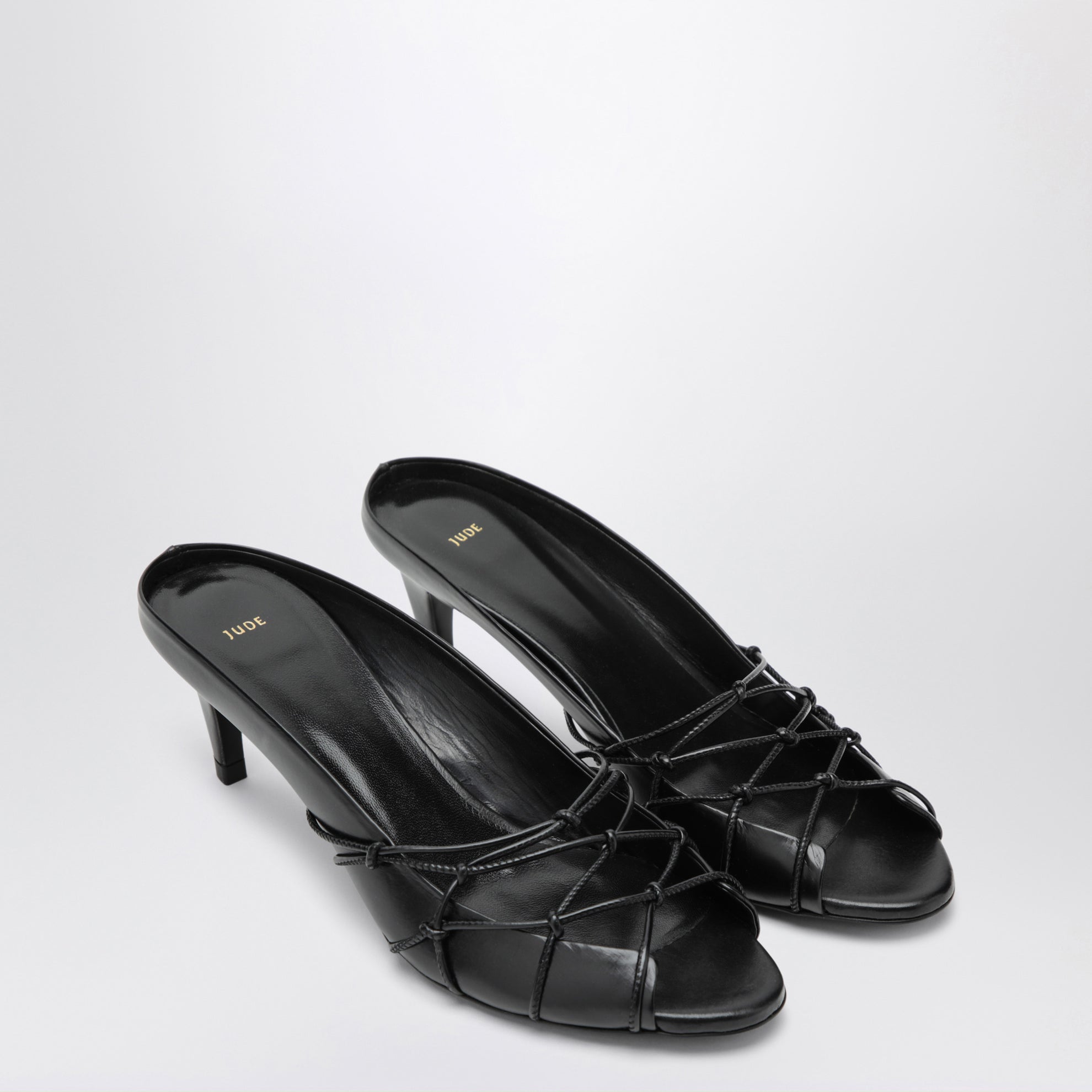 Sandalo slide Knotty nero in pelle