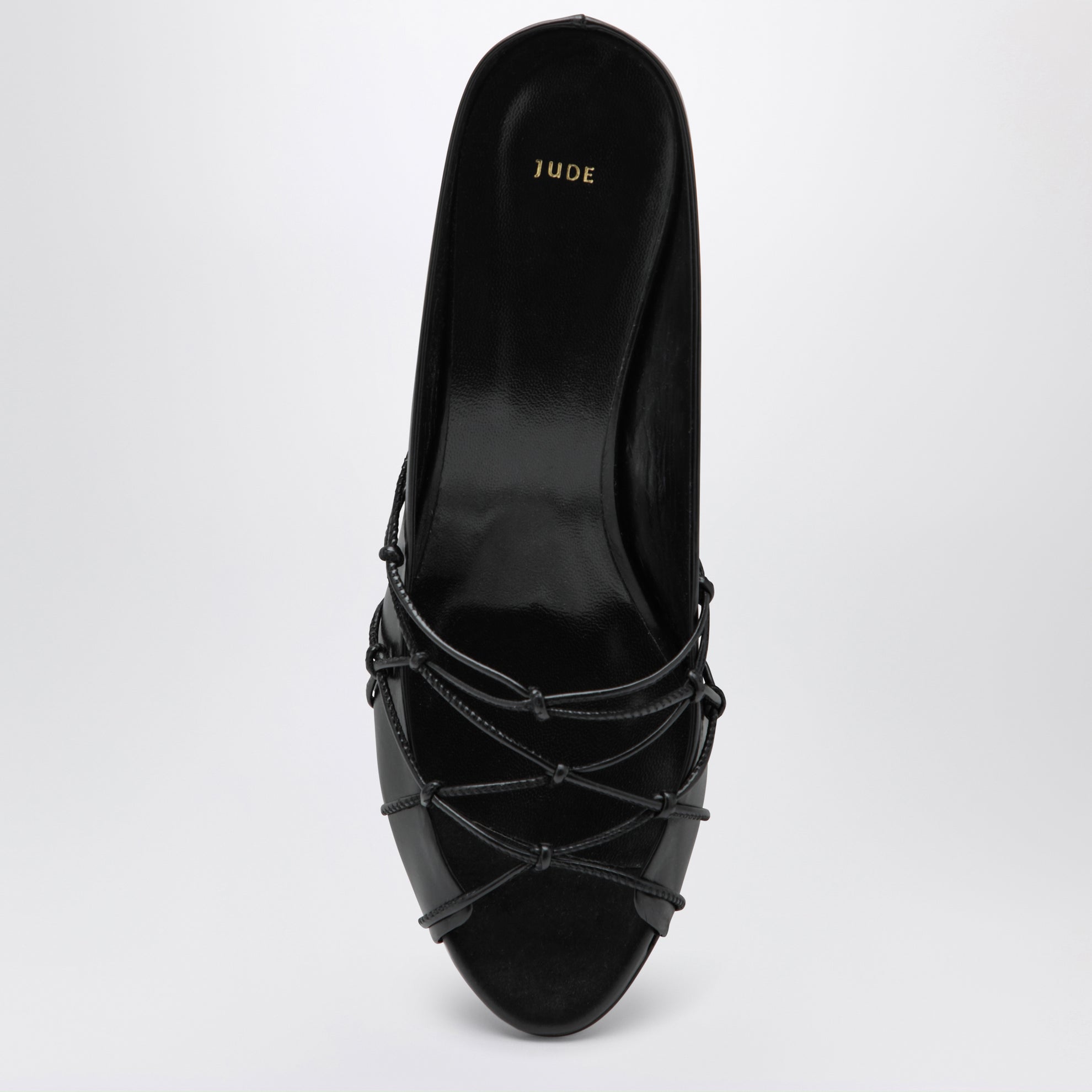 Sandalo slide Knotty nero in pelle
