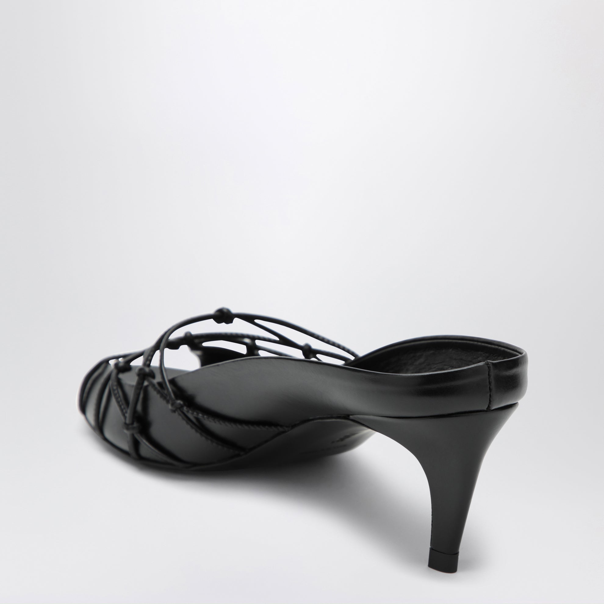Sandalo slide Knotty nero in pelle