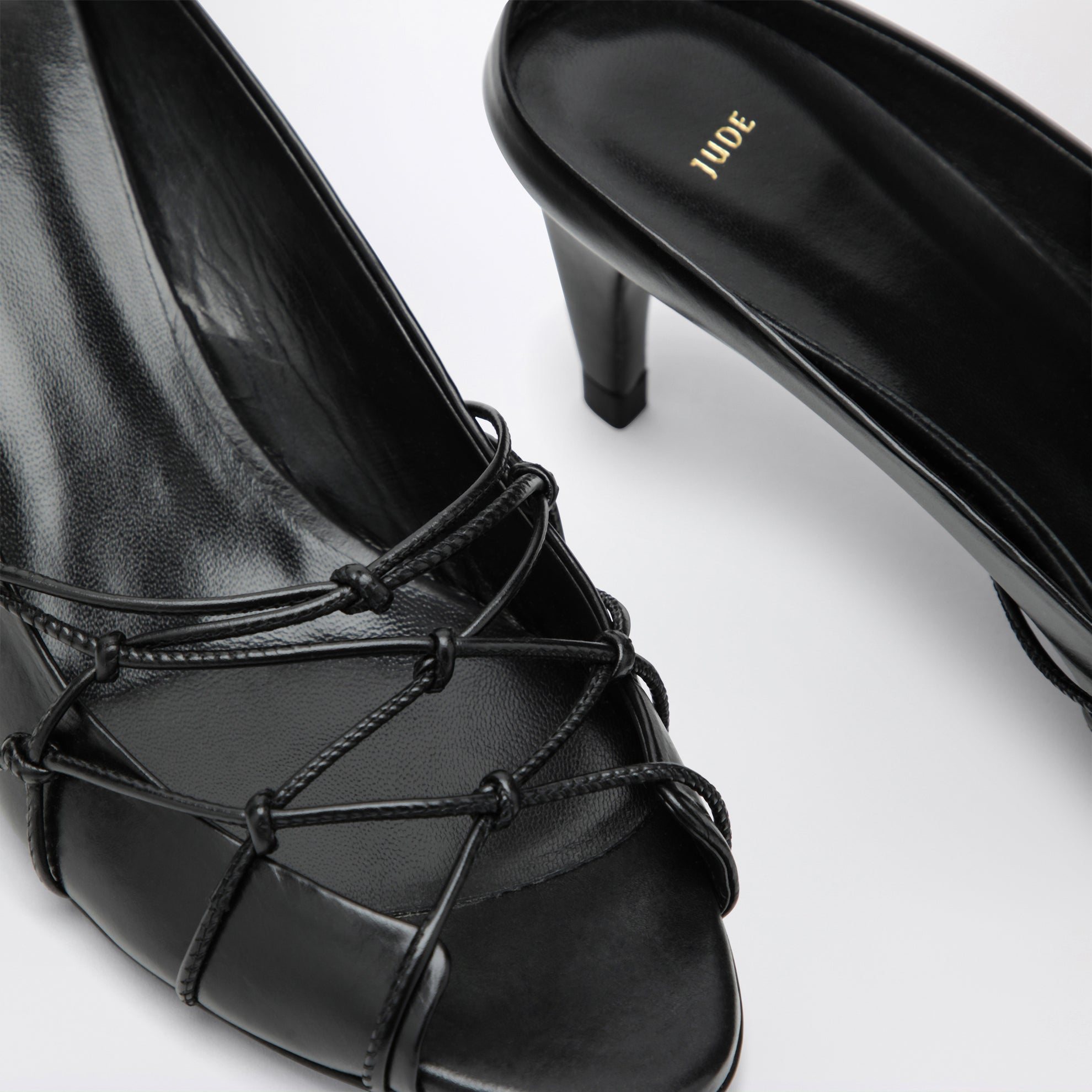Sandalo slide Knotty nero in pelle