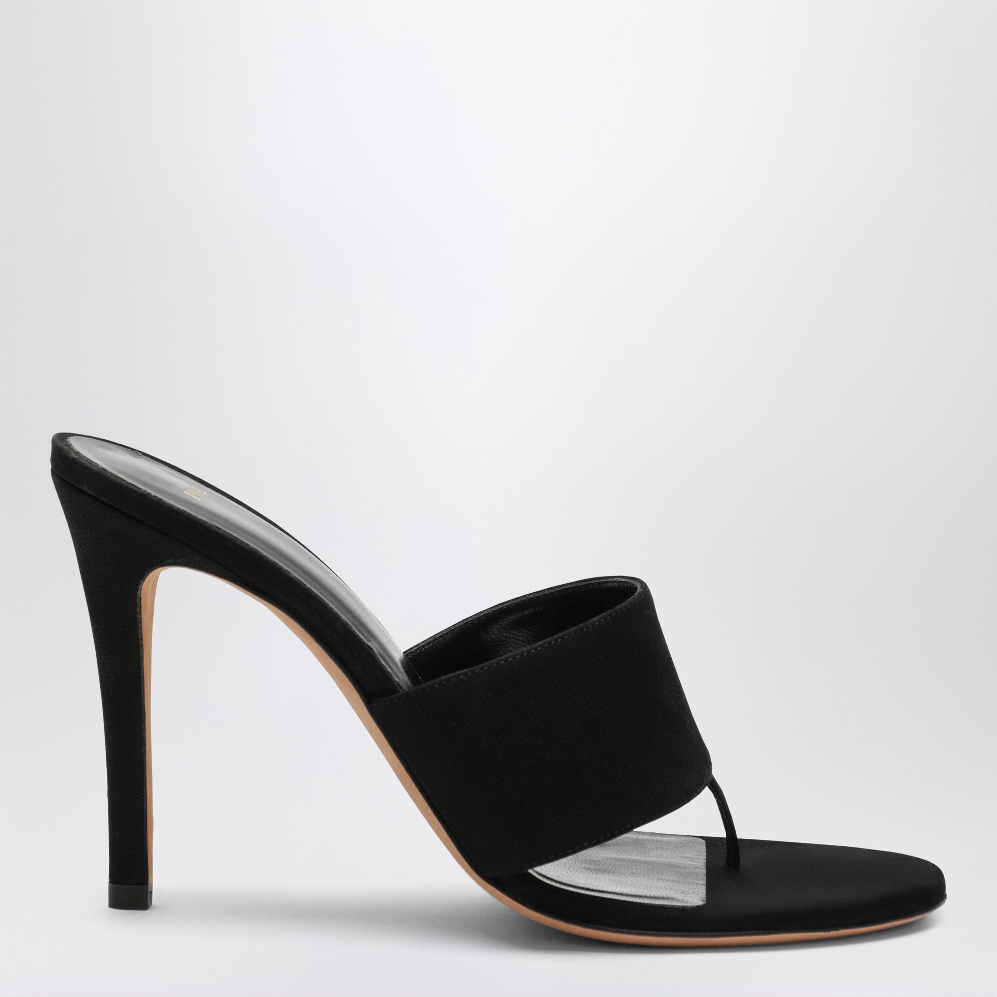 Black nubuck leather thong sandals